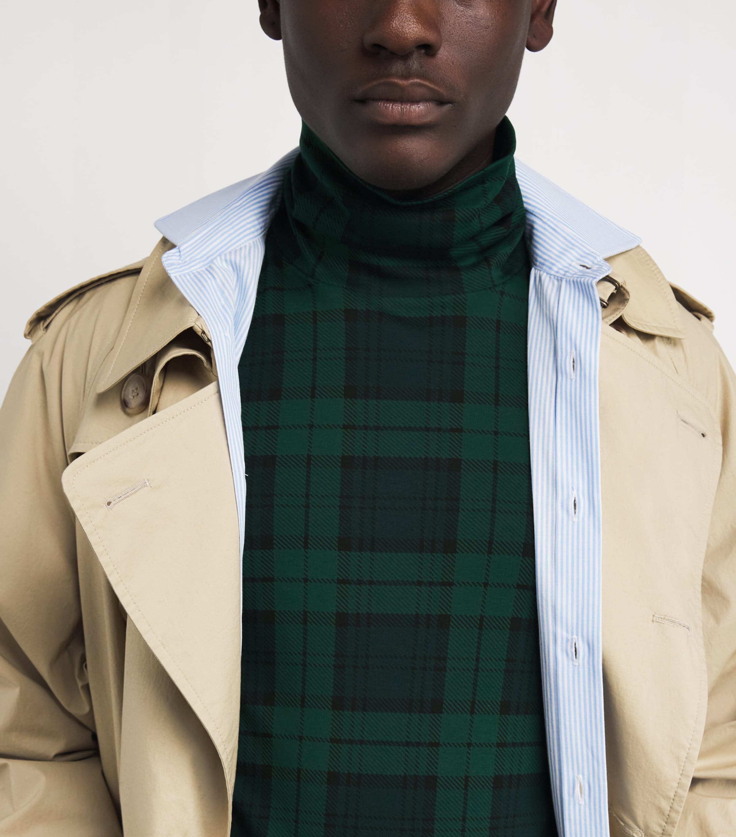 Cotton Plaid Rollneck Top MULTI Image 6