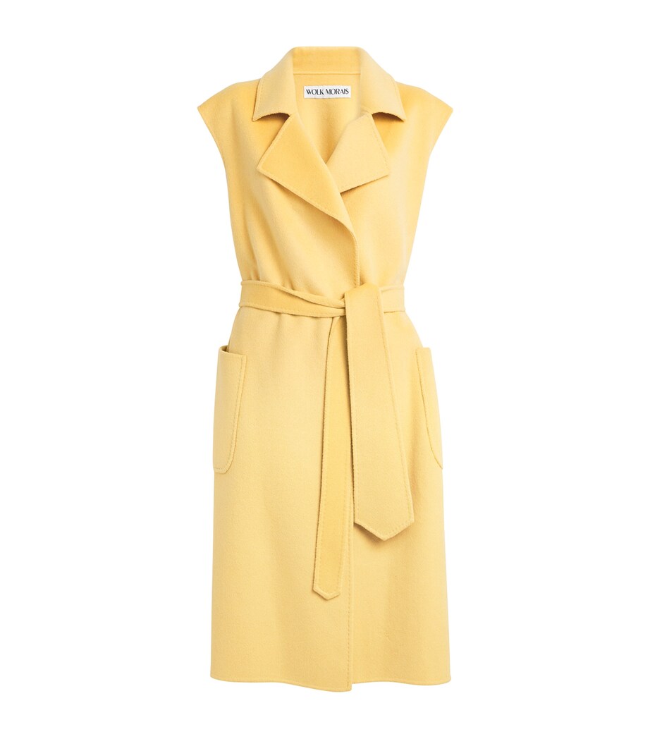 Wolk Morais Womens Cashmere Sleeveless On Set Wrap Coat Hay Image 1