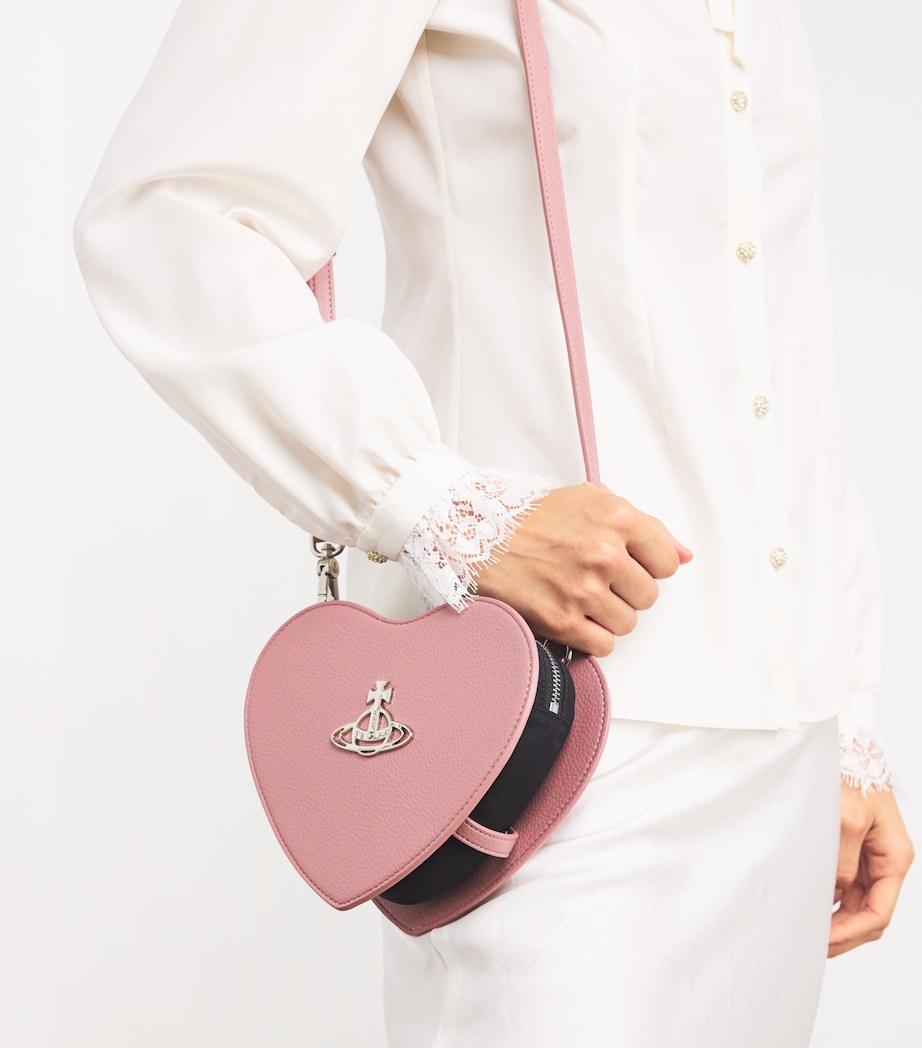 Leather Louise Heart Cross-Body Bag G402 PINK Image 2