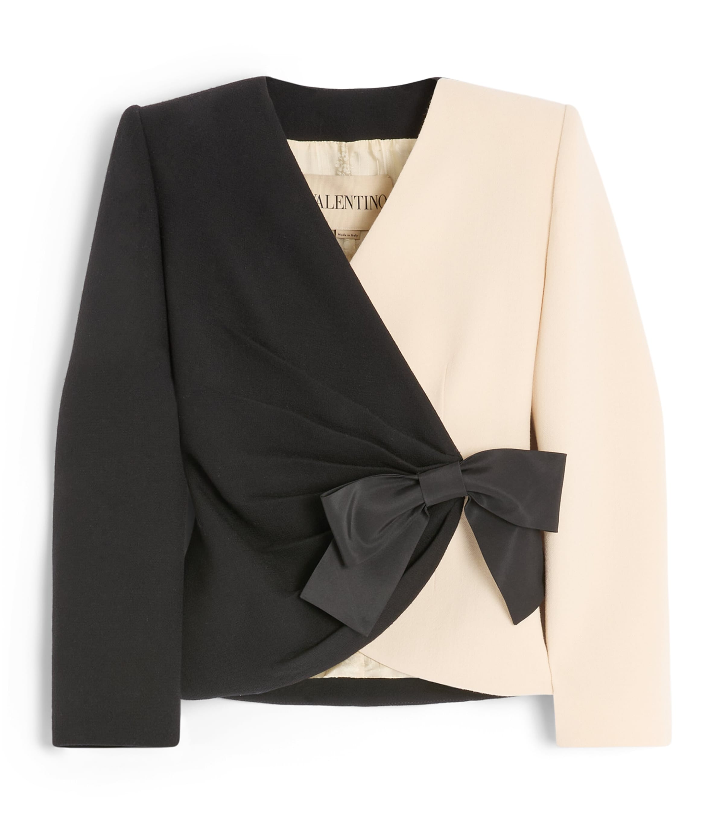 Valentino Virgin Wool Bow-detail Blazer In Animal Print