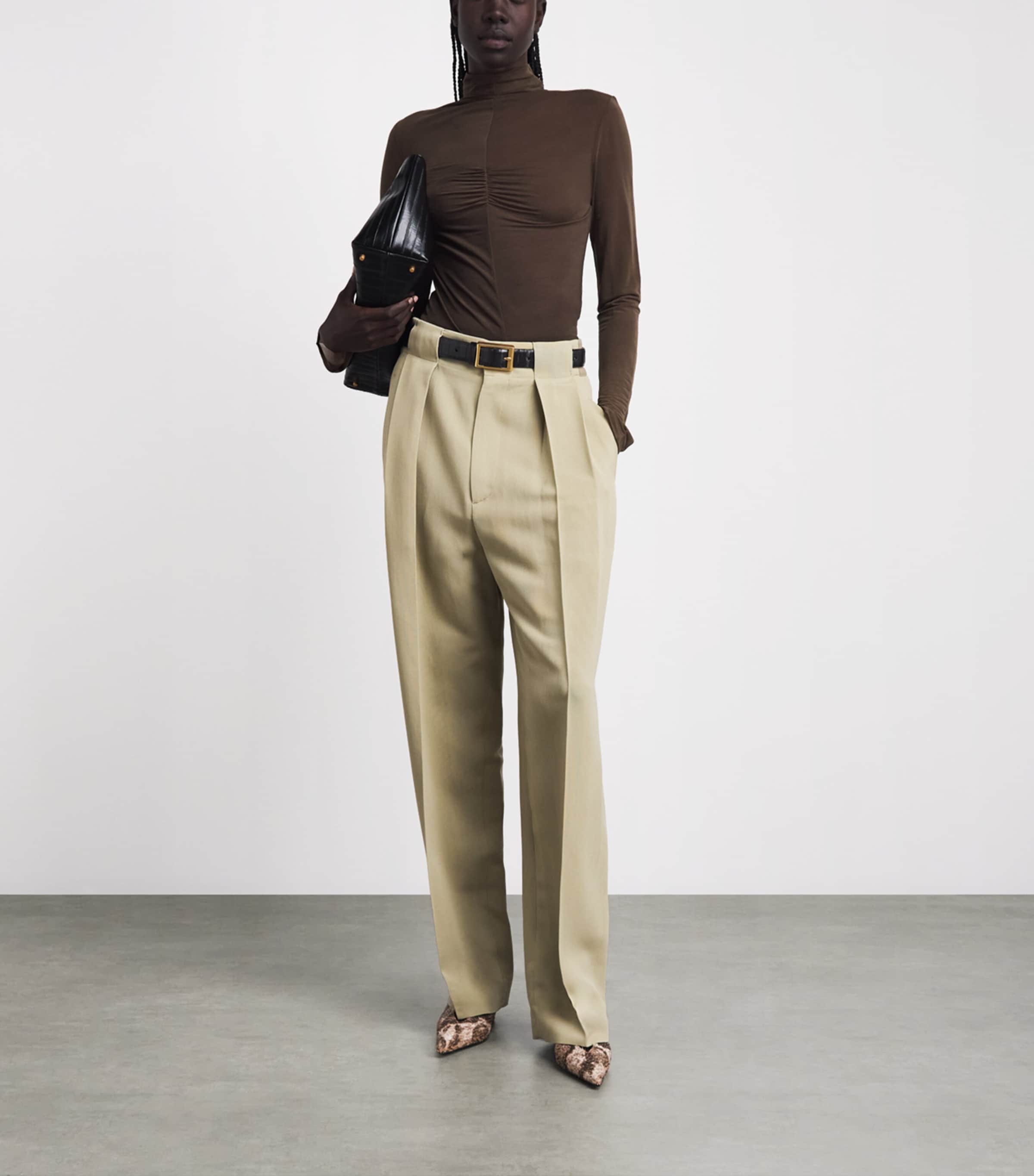 CAMILLA AND MARC Embossed Leather Sonny Buckle Belt Dblk Black Image 4