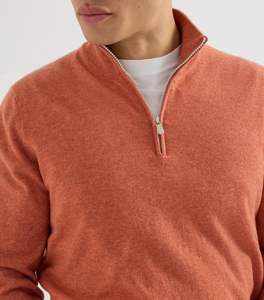 Brunello Cucinelli Mens Cashmere Quarter-Zip Sweater Image 6