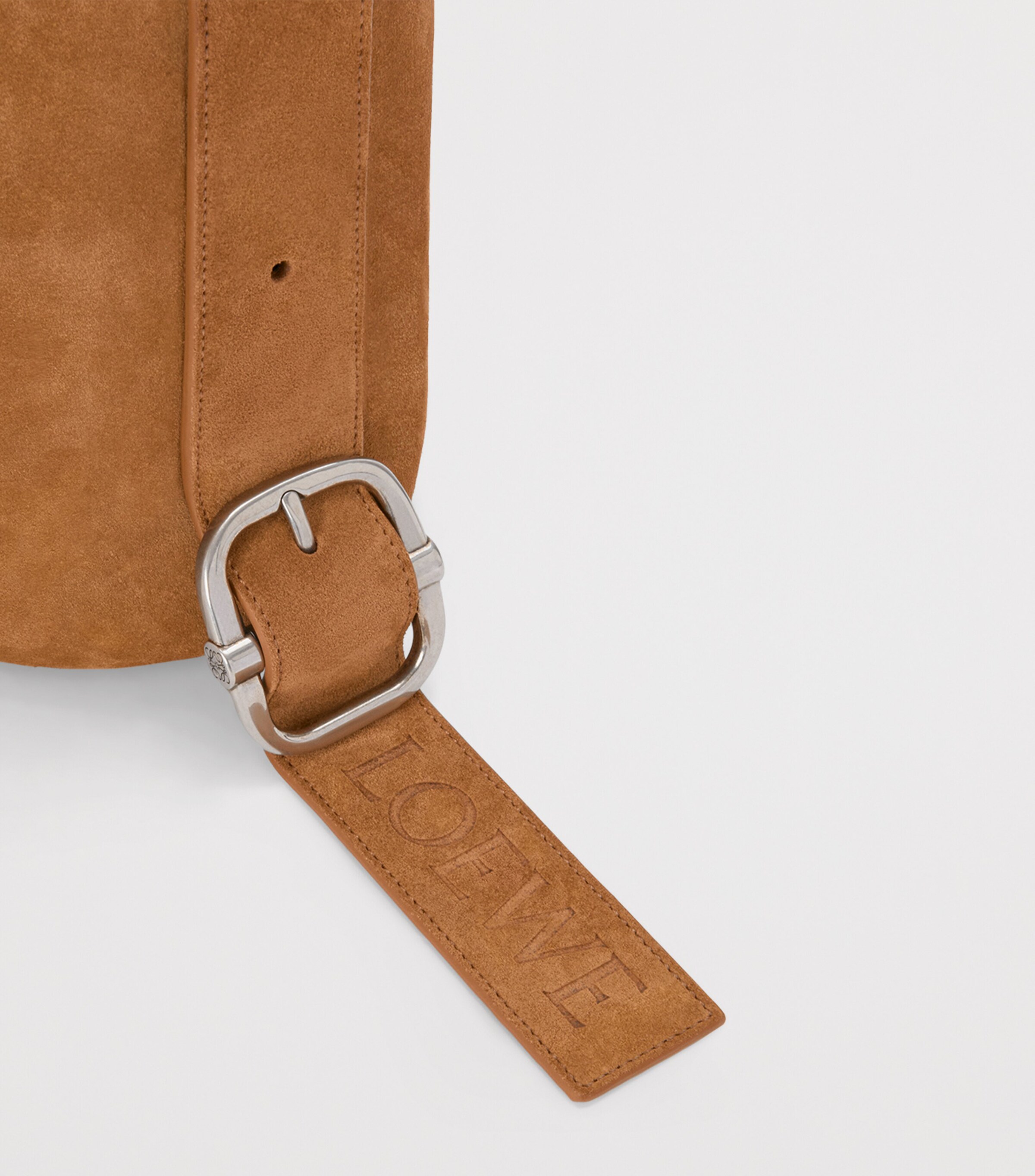 Medium Suede Loop Bucket Bag TOBACCO Image 5