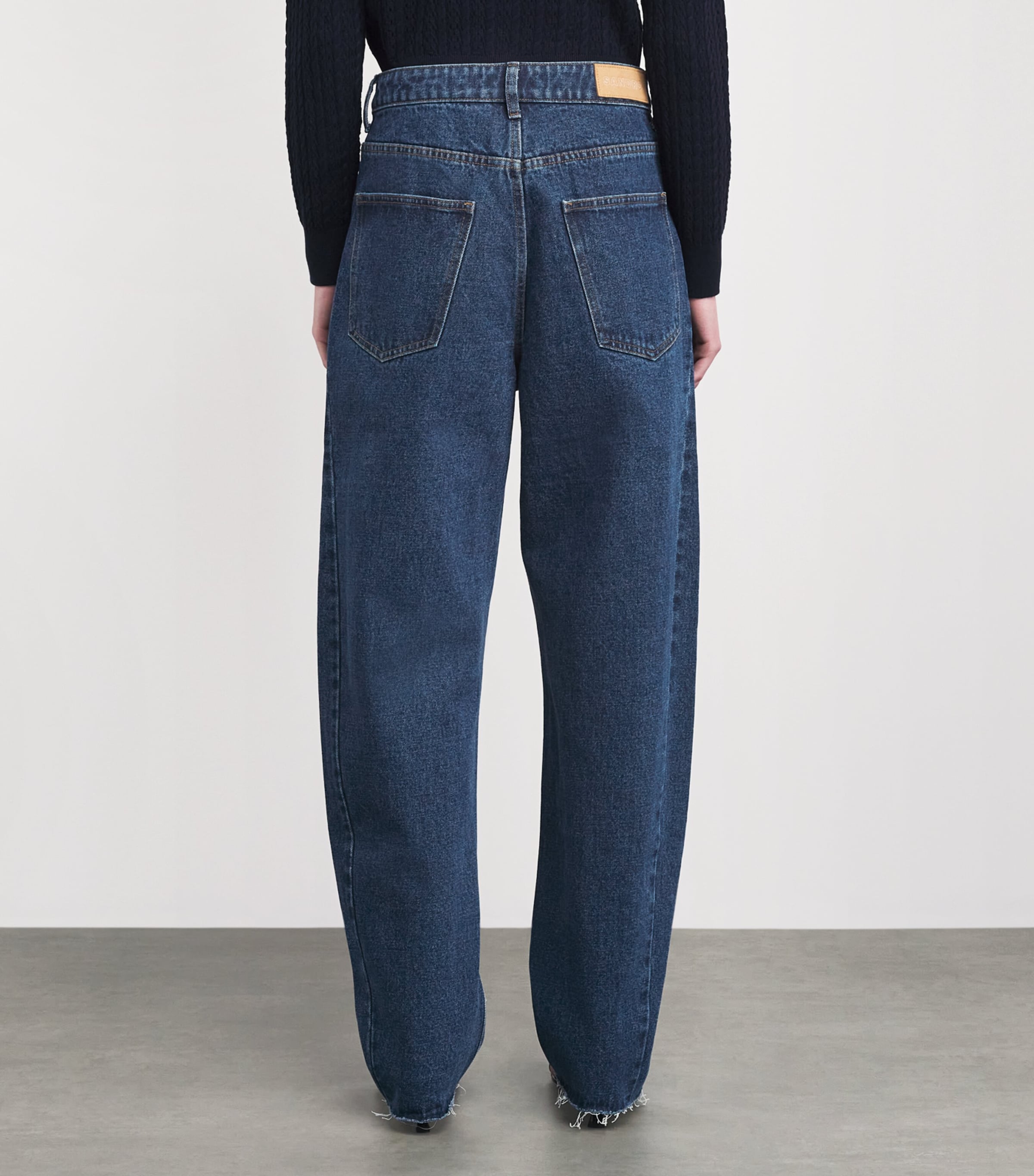 Sandro Paris Womens Embellished Barrel Jeans Blue Jean Image 5