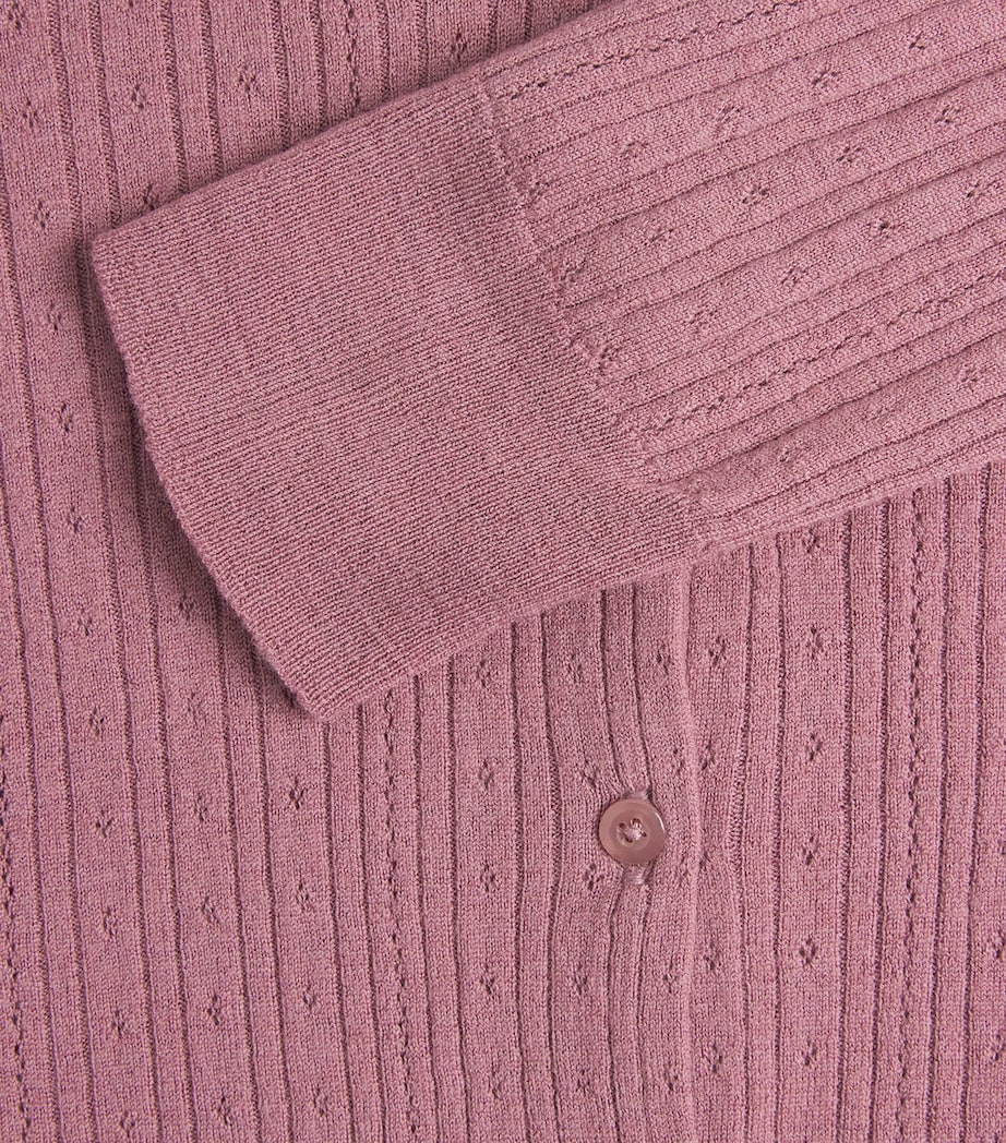Vince Womens Wool Pointelle Cardigan Dusty Peony Image 6