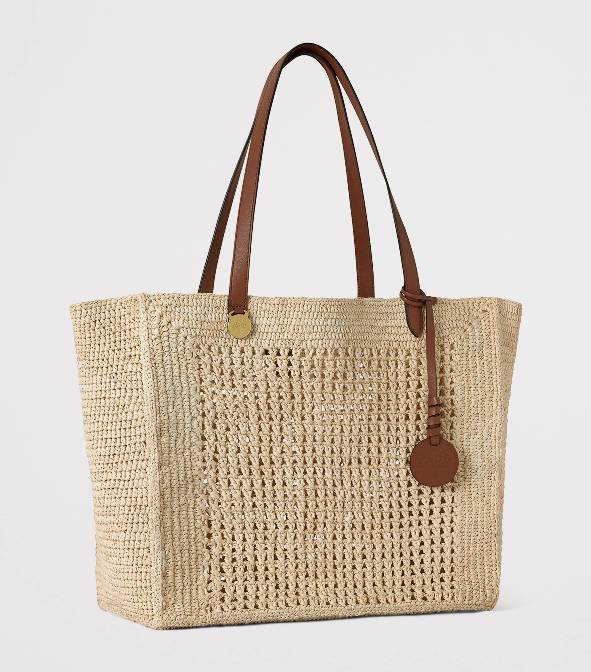 Mulberry Raffia Crochet Tote Bag Natural Image 3