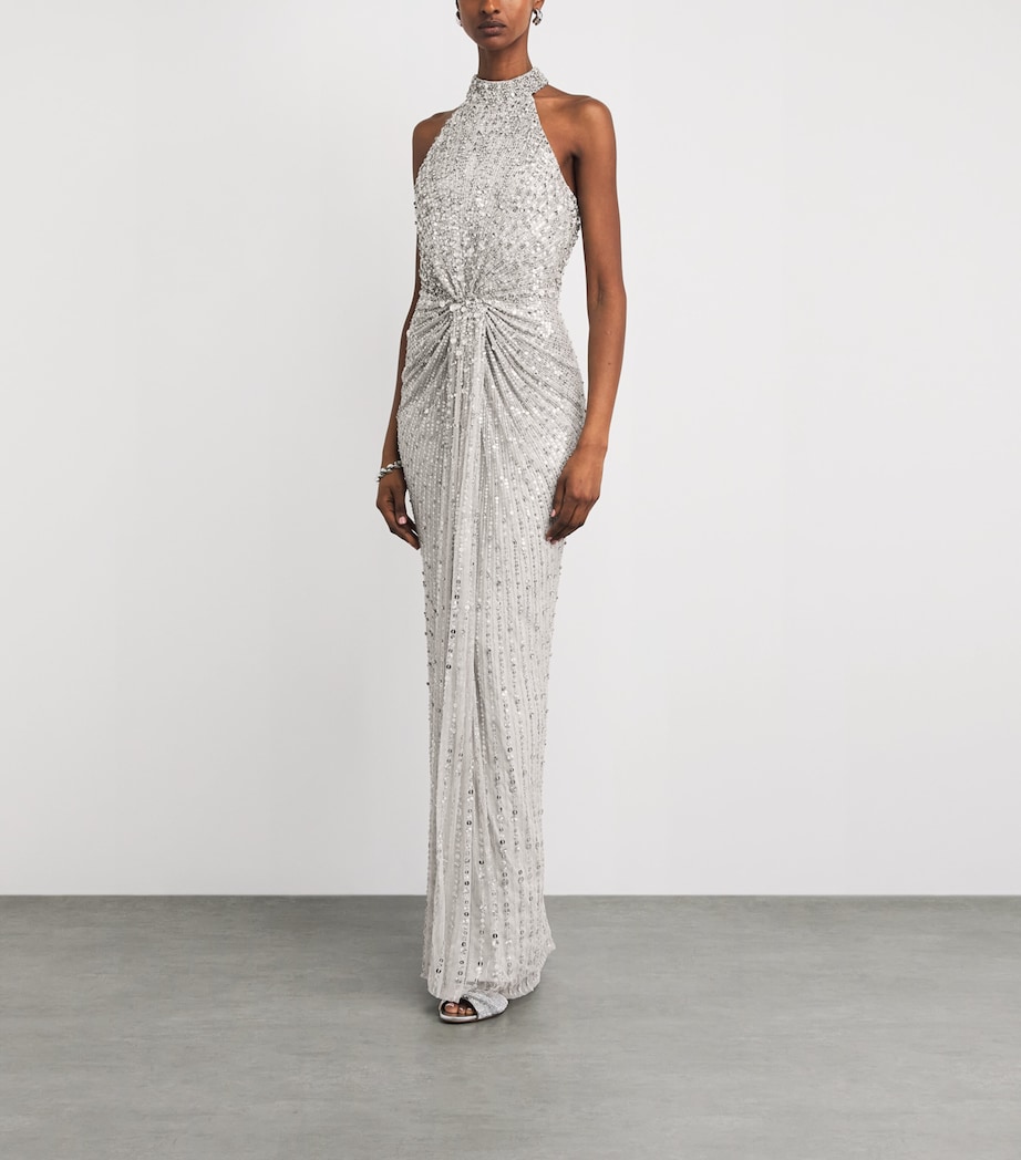 Jenny Packham Womens Sequinned Whisper Gown Platinum Image 2
