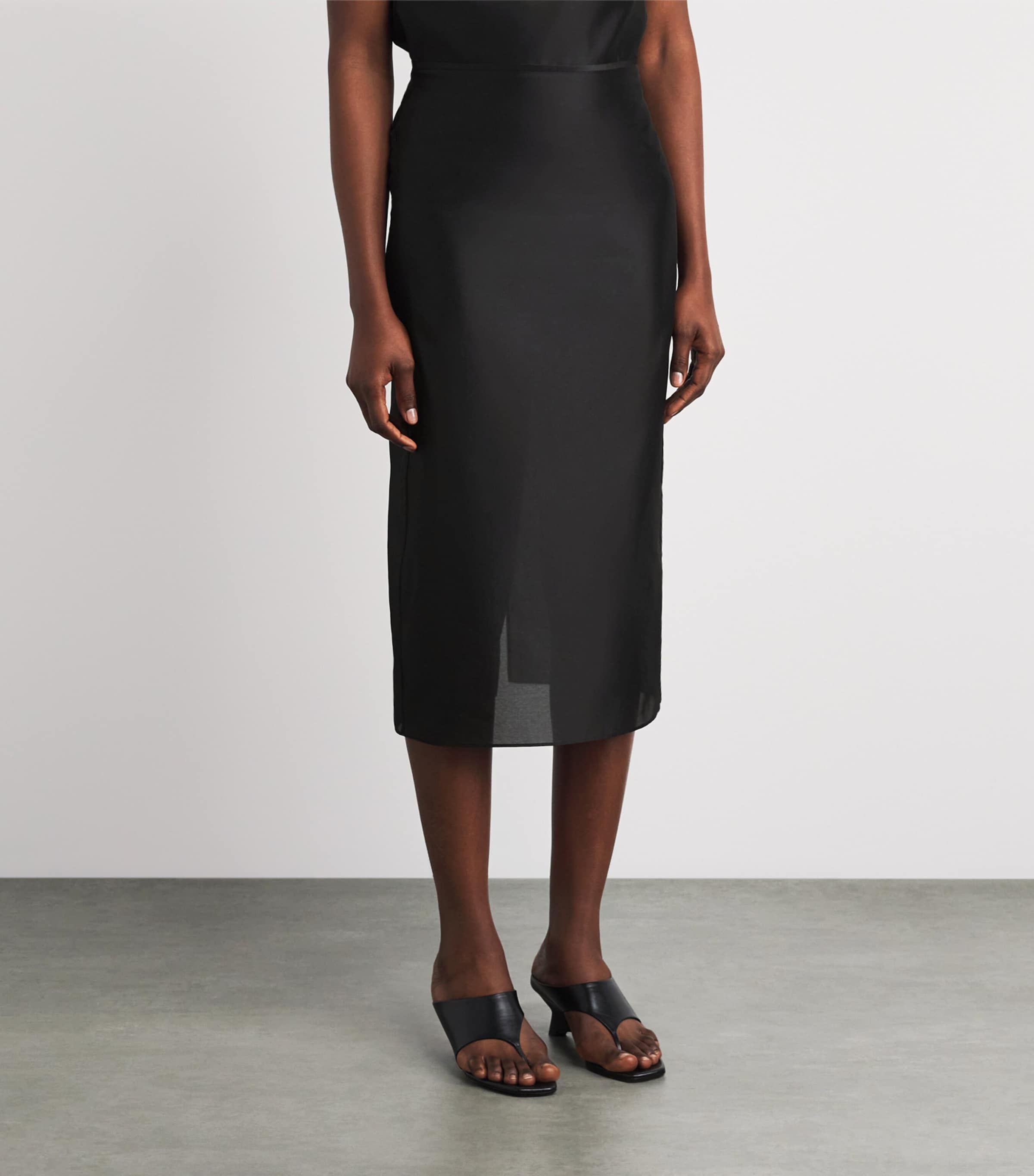 Almada Label Womens Silk-Blend Kiana Midi Skirt Black Image 4