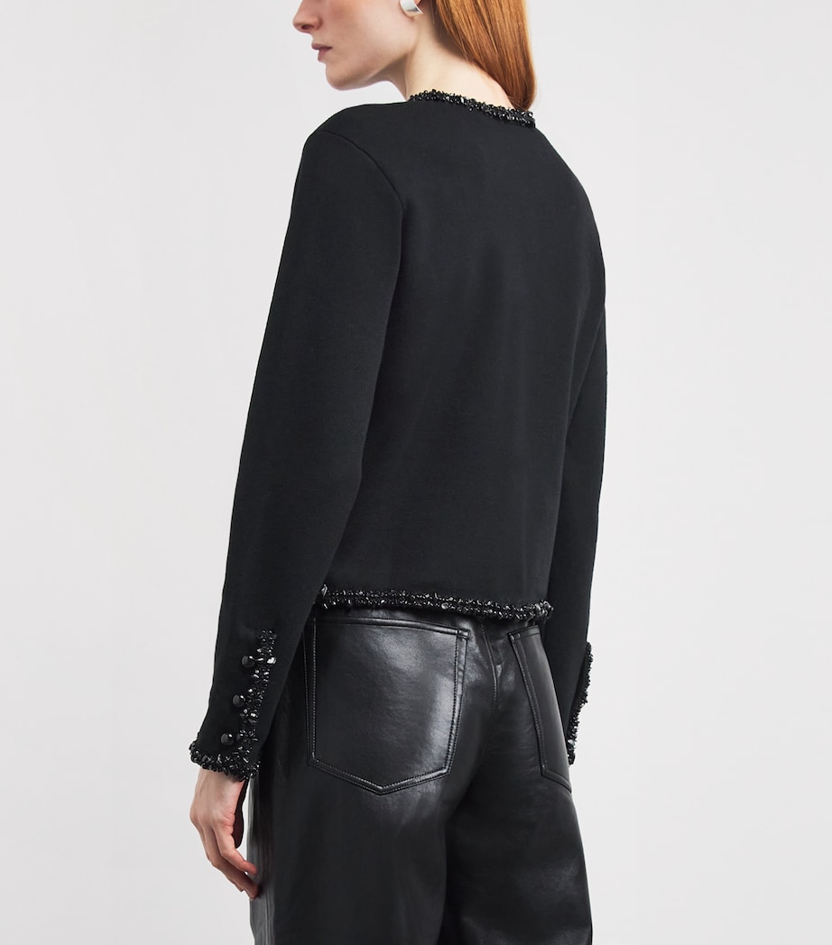 Wool-Blend Beaded Cardigan BLACK Image 4