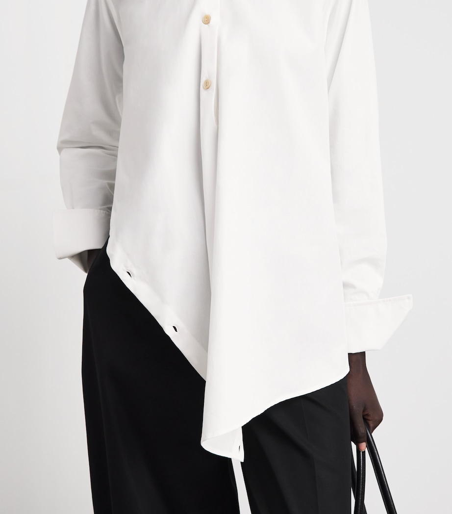 Palmer//Harding Womens Cotton Deconstructed Asymmetric Sonder Shirt Wht Whte Cttn Poplin Image 3