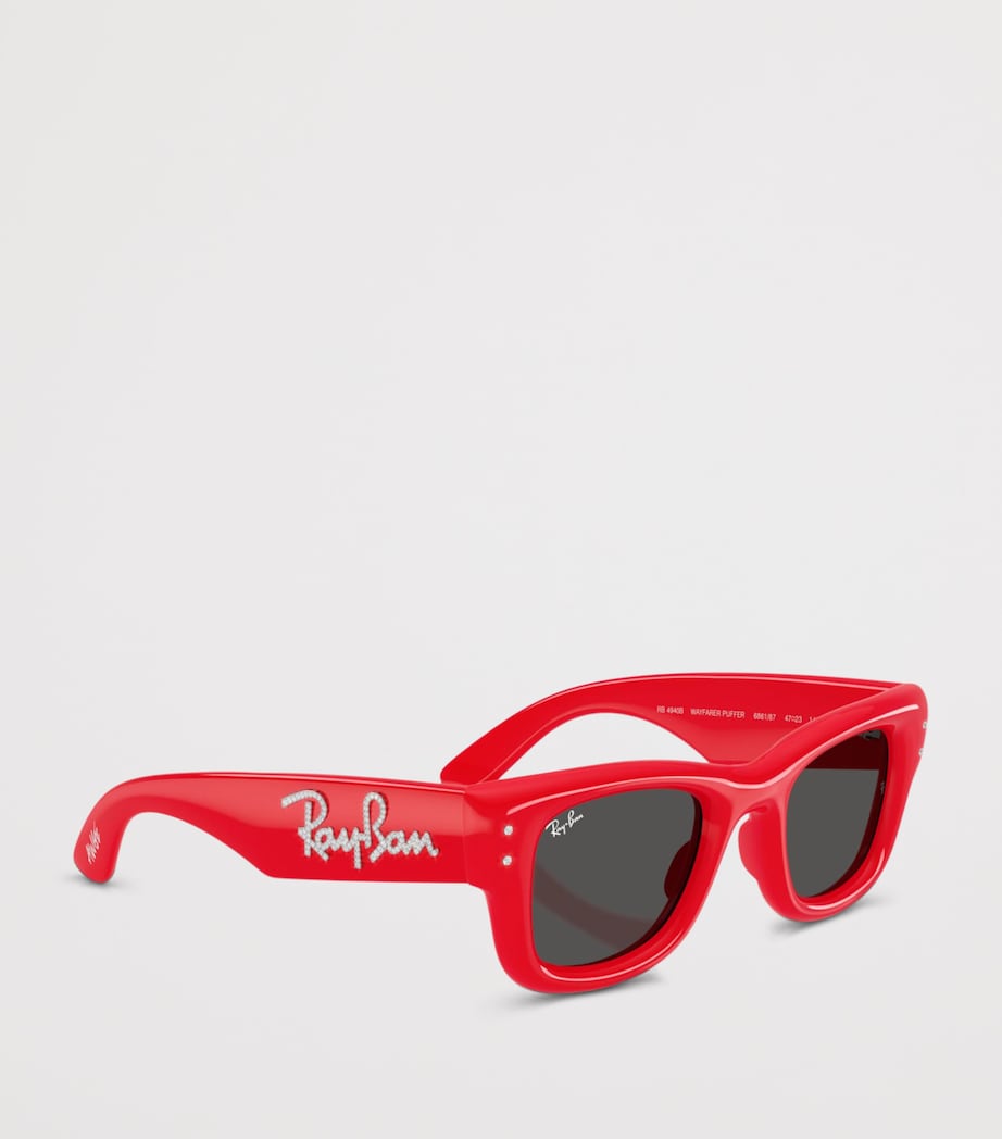 Ray-Ban Puffer Crystal Edition Wayfarer Sunglasses Red Image 6