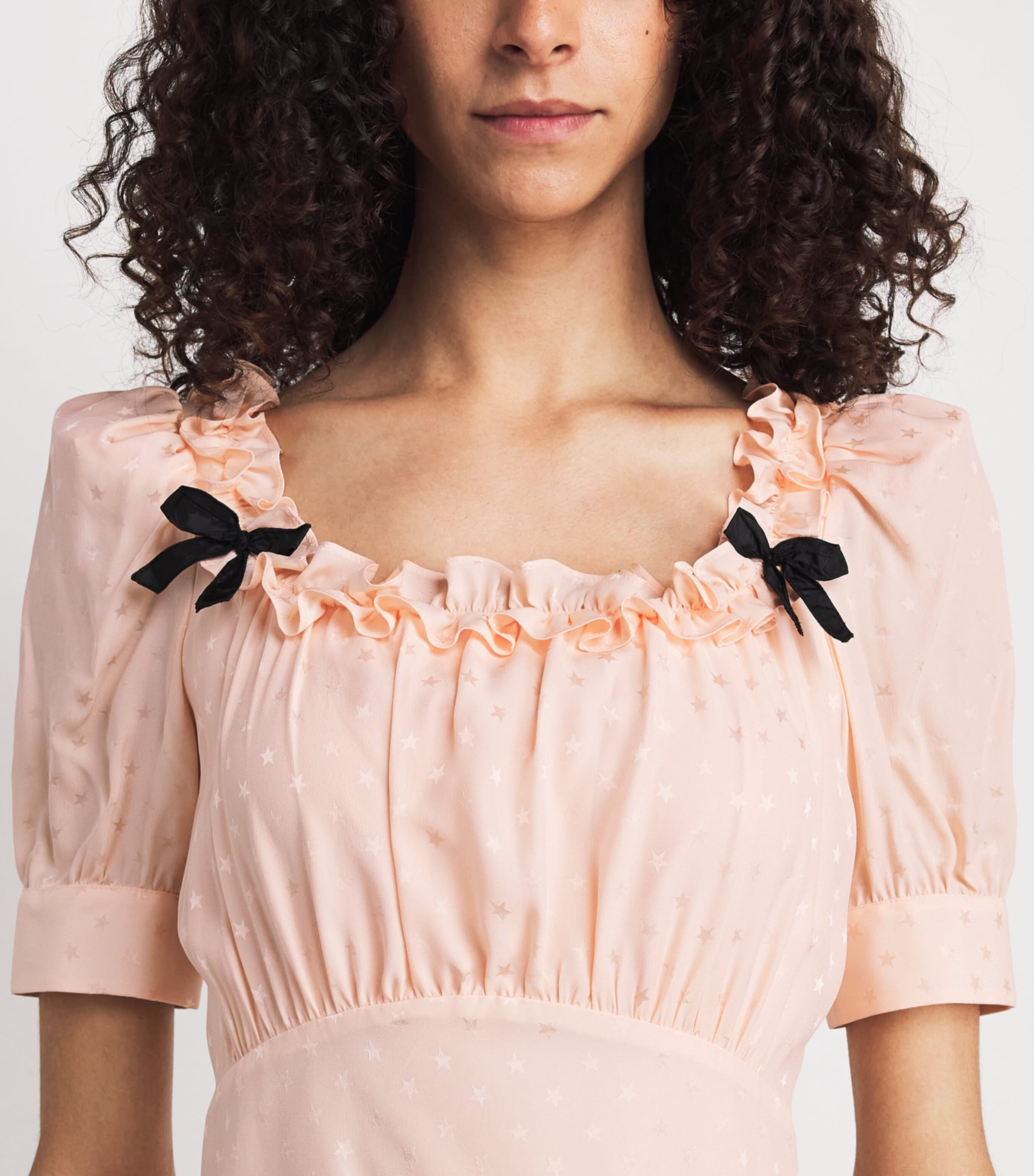 Alessandra Rich Womens Silk Gathered Midi Dress Light Pink Image 3