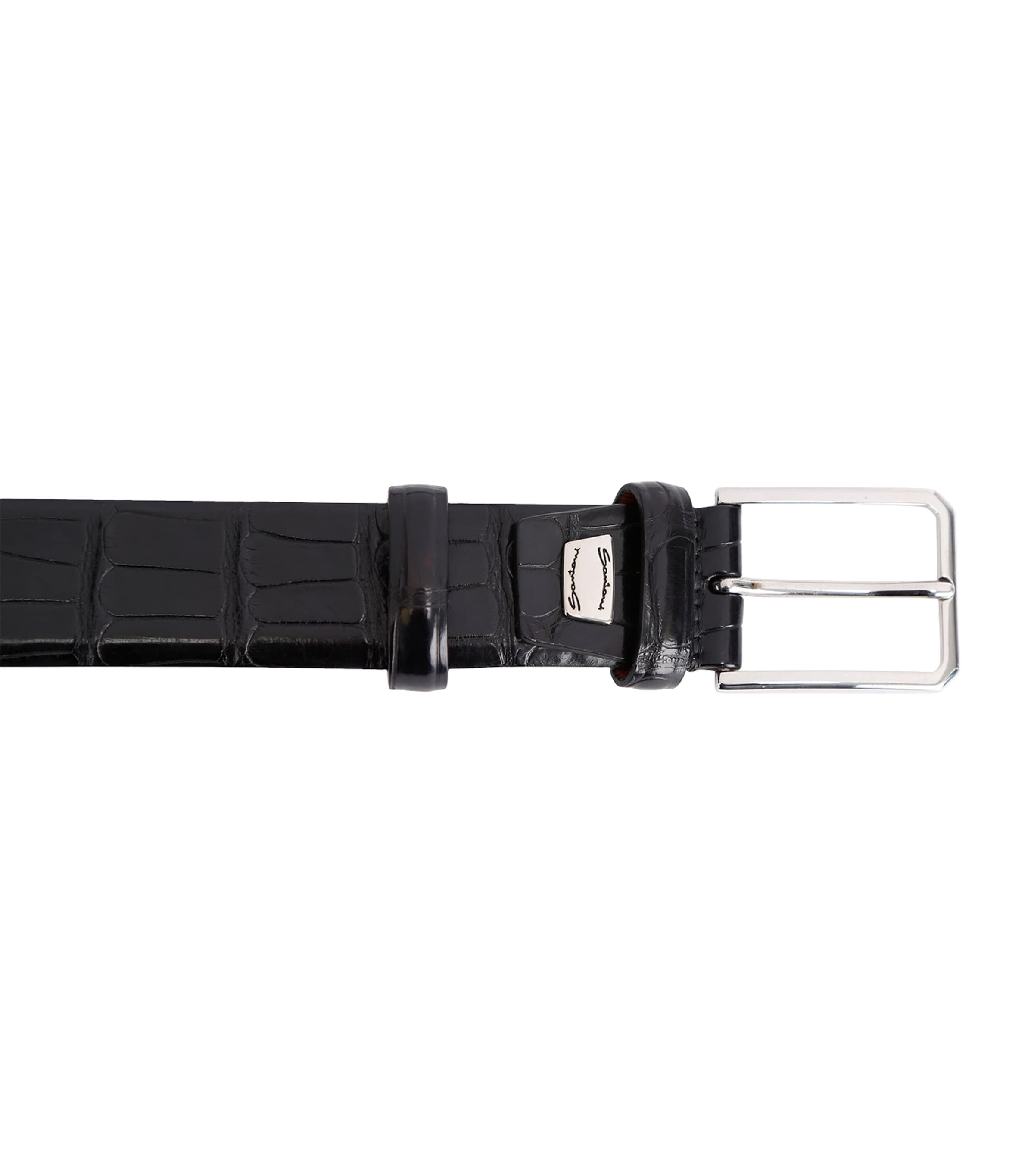 Crocodile Leather Belt BLACK Image 2