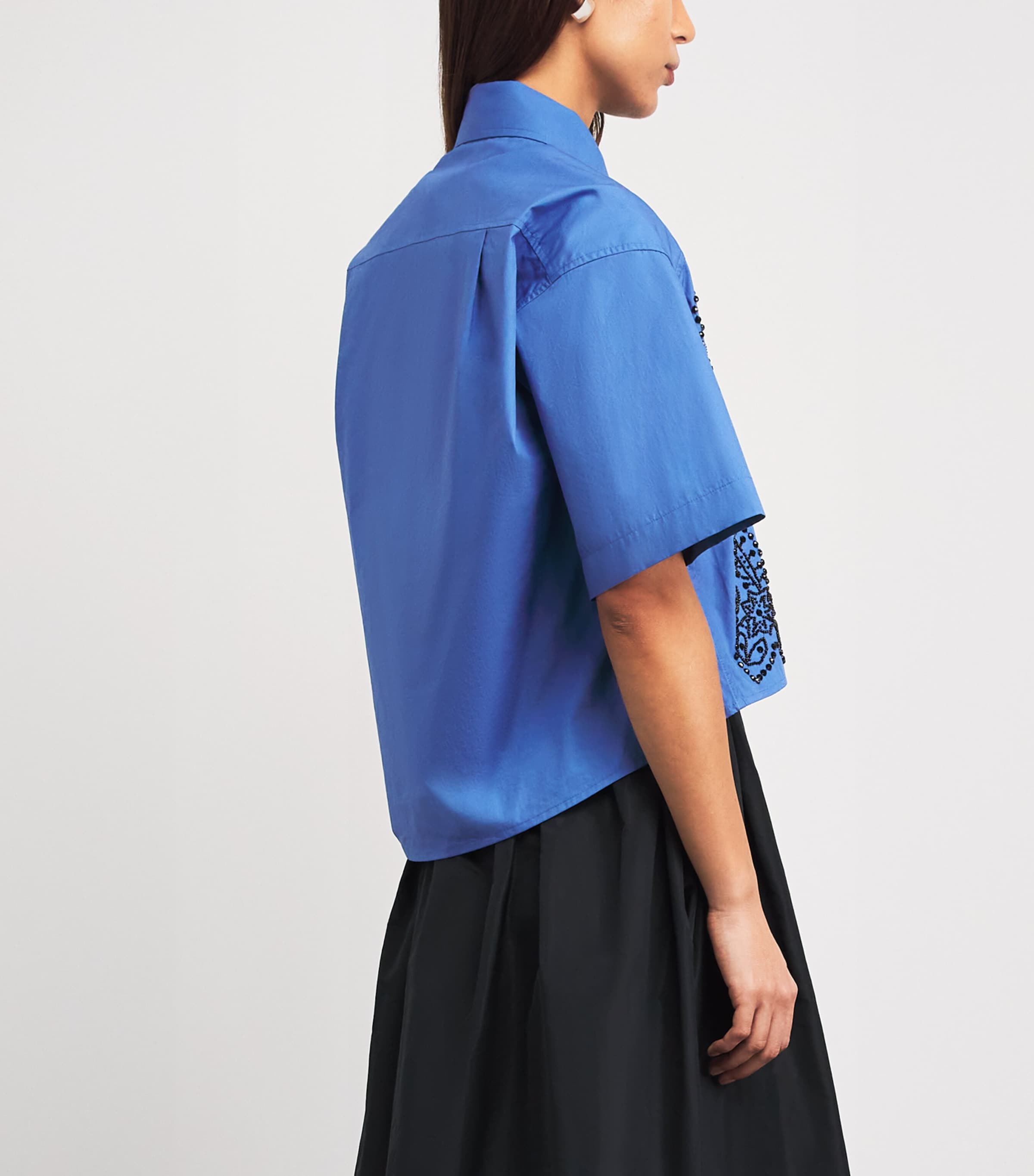 Sandro Paris Womens Cotton Embellished Shirt Blue Image 5