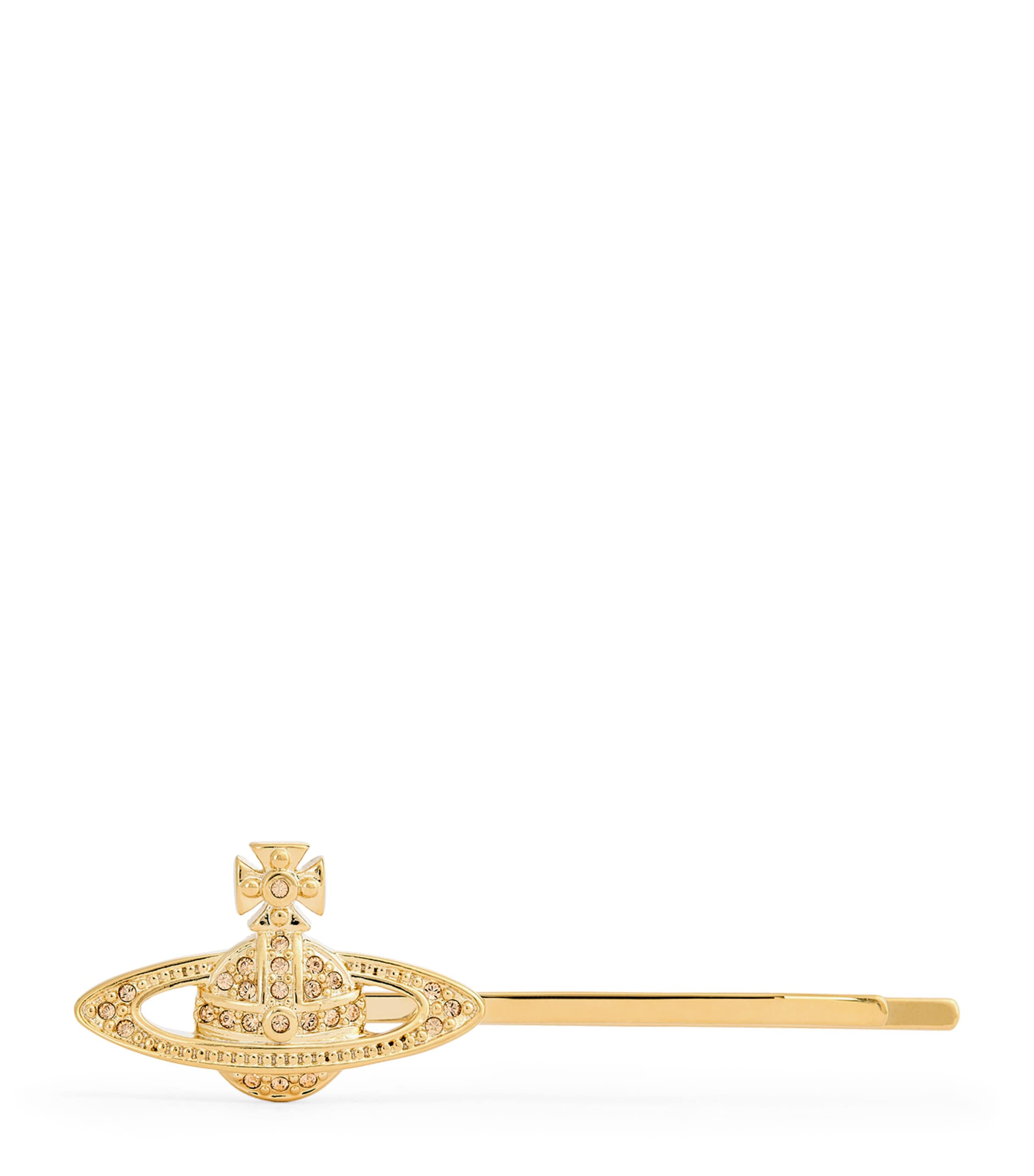 Vivienne Westwood Mini Bas Relief Orb Bobby Pin In Gold