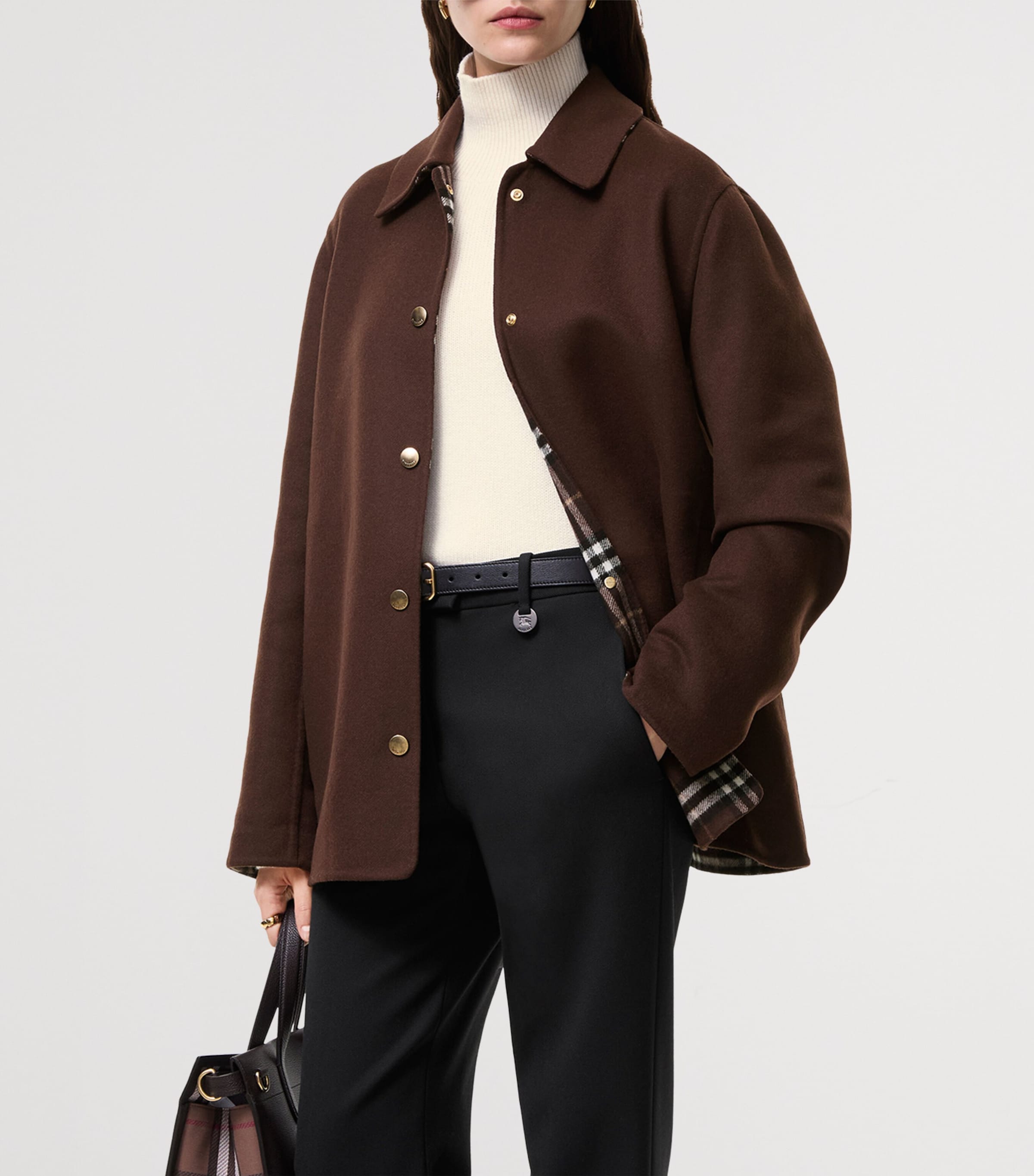 Burberry Womens Wool Shirt Jacket Treacle Brown/brn Ck Image 2