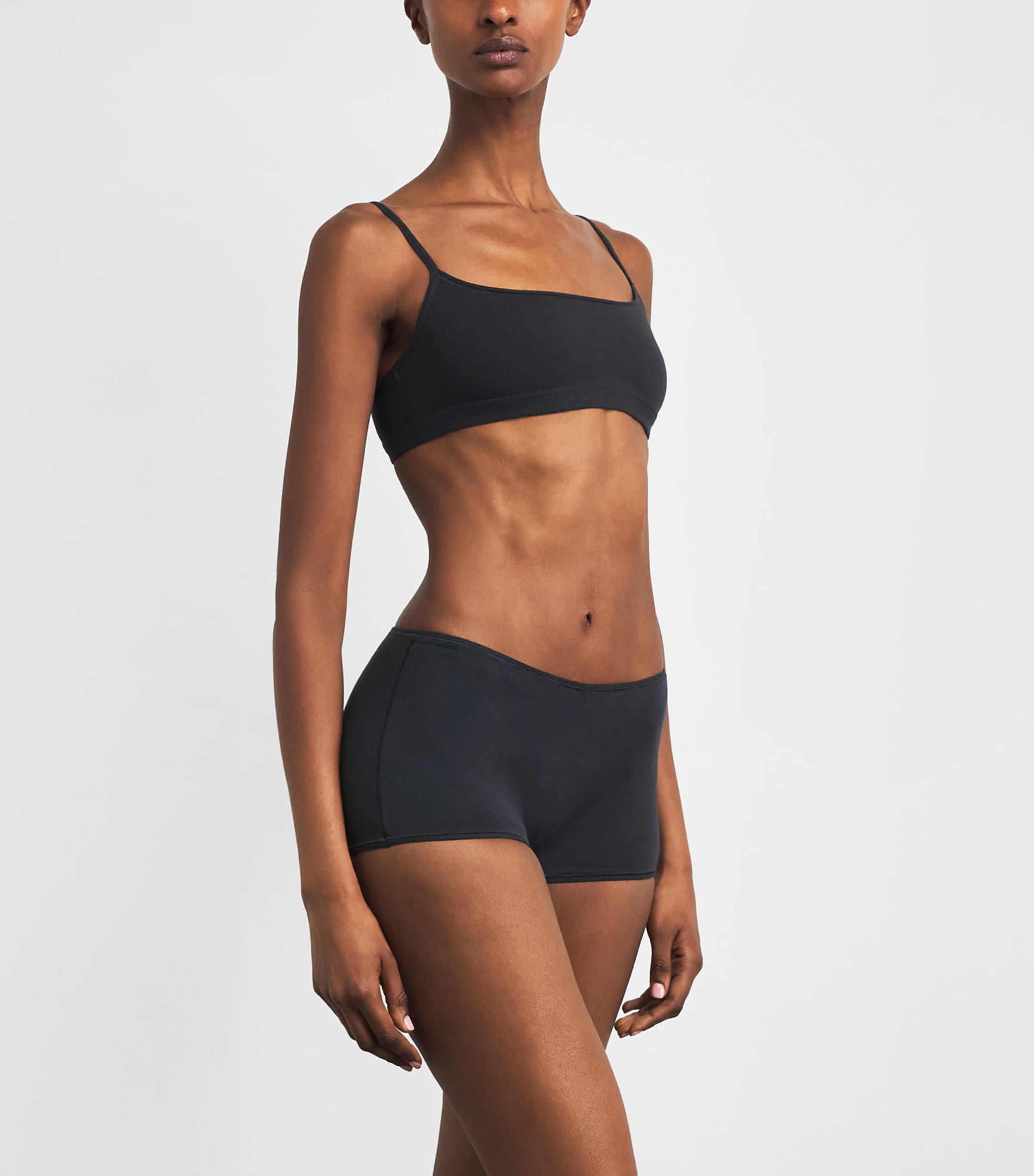 Skims Womens Everyday Cotton Boy Short Briefs Onyx Image 2
