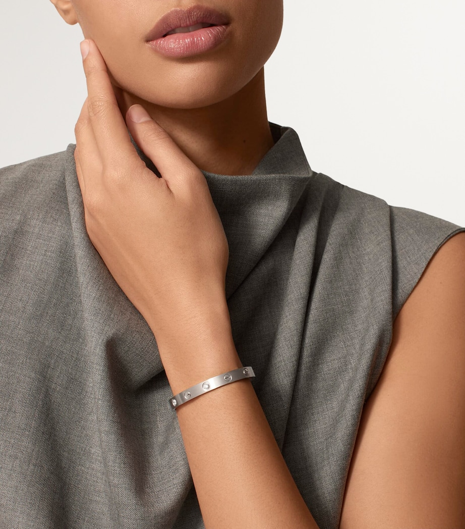 Brushed White Gold and Diamond Love Bangle WHITE GOLD Image 3