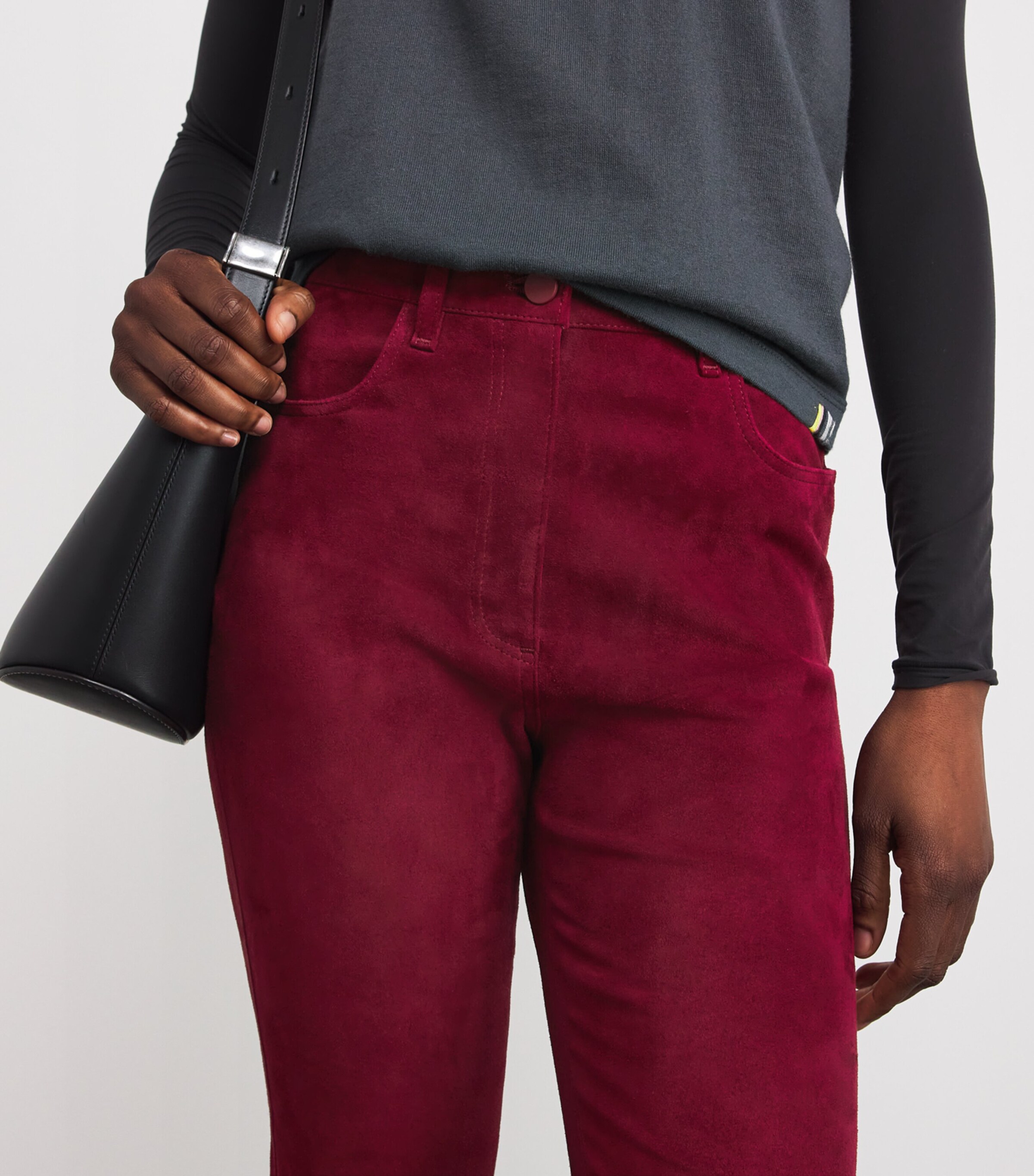 Suede Duke Stretch Slim Trousers RUBY Image 6