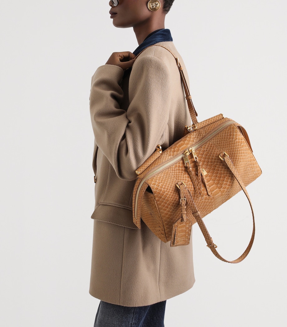 Dolce&Gabbana Medium Python Leather Vittoria Top-Handle Bag Camel Image 2
