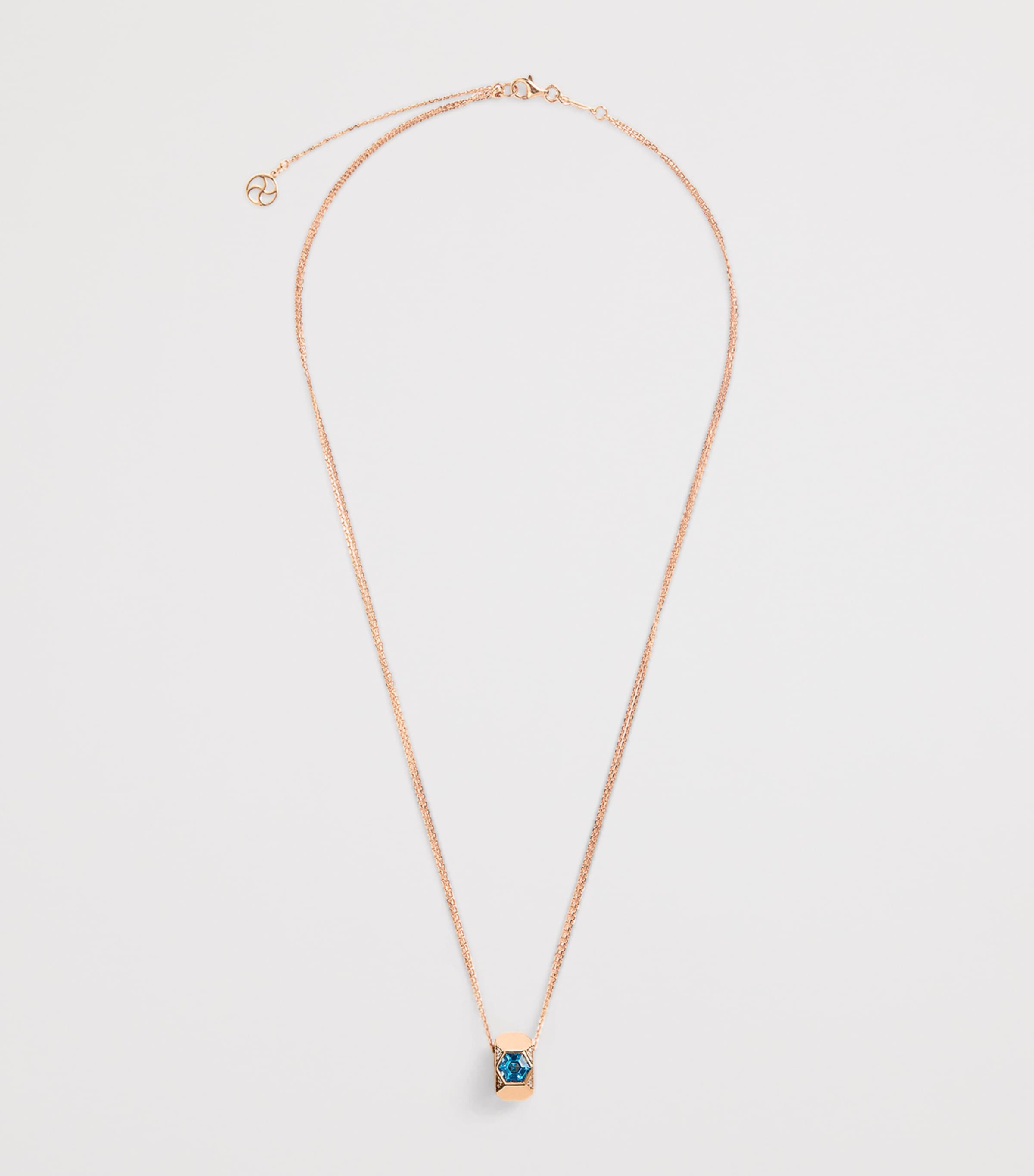 Rose Gold, Diamond and Topaz Honeycomb Necklace ROSE GOLD Image 3