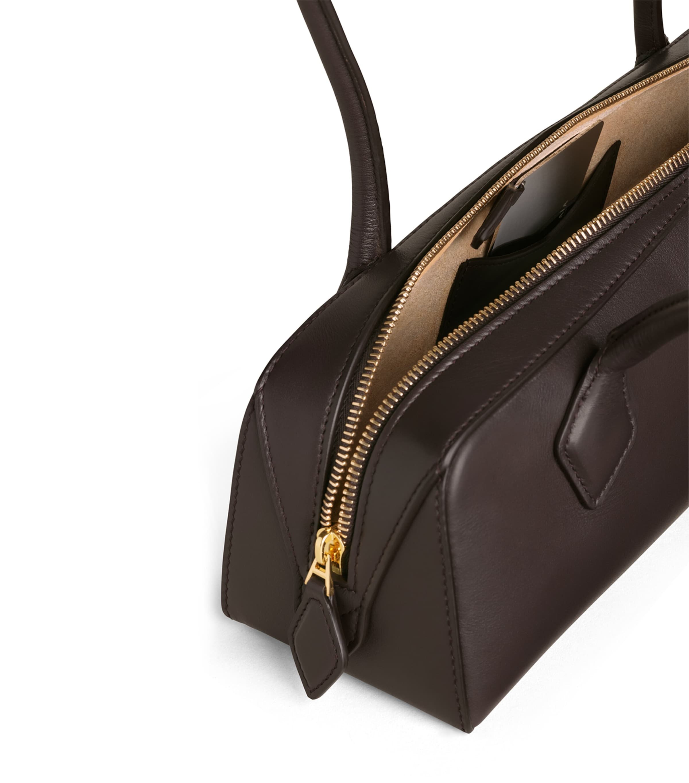 Alaïa Medium Leather Le Teckel Shoulder Bag Dark Brown Image 3