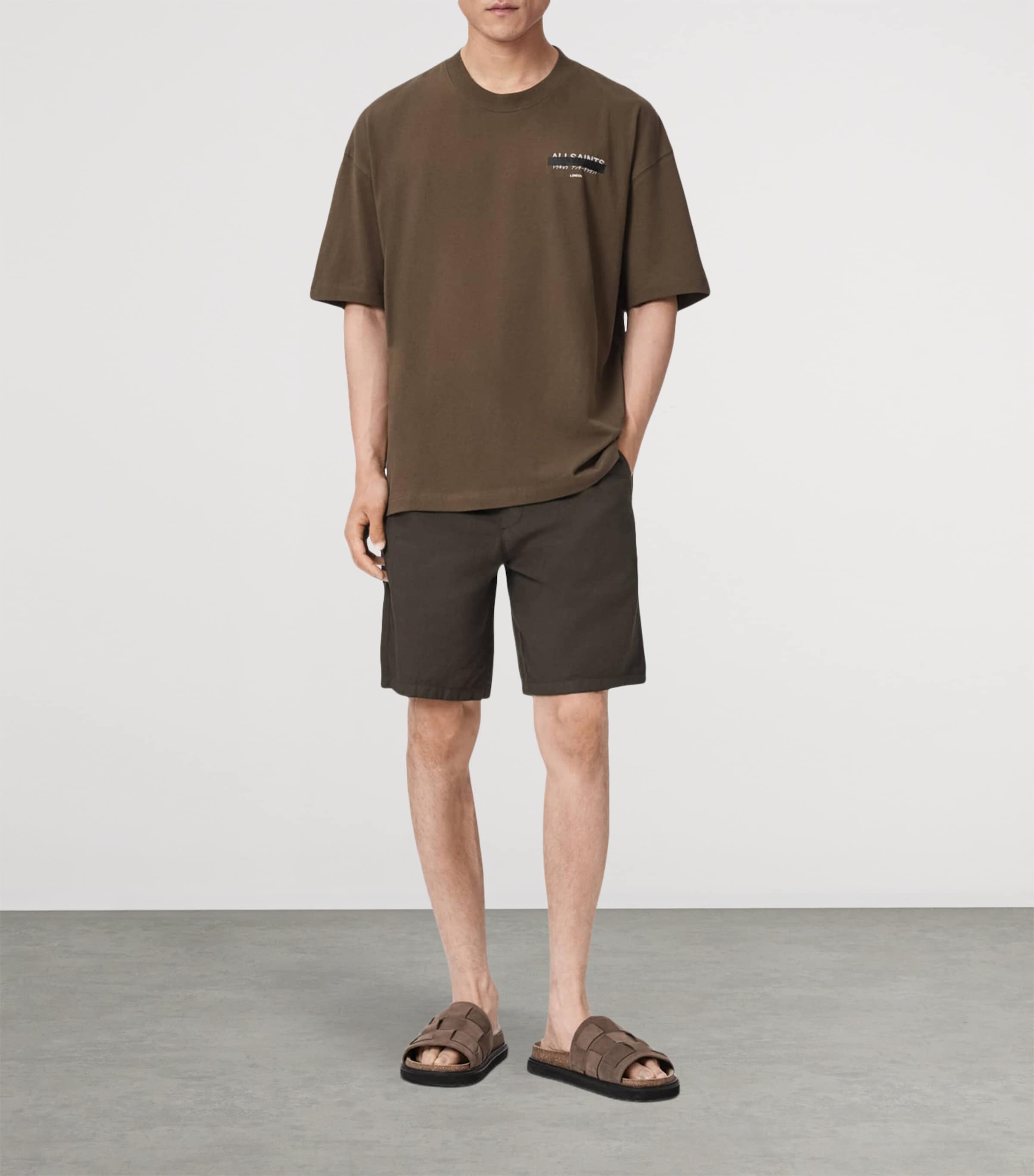 AllSaints Mens Hanbury Shorts Weathered Brown Image 2
