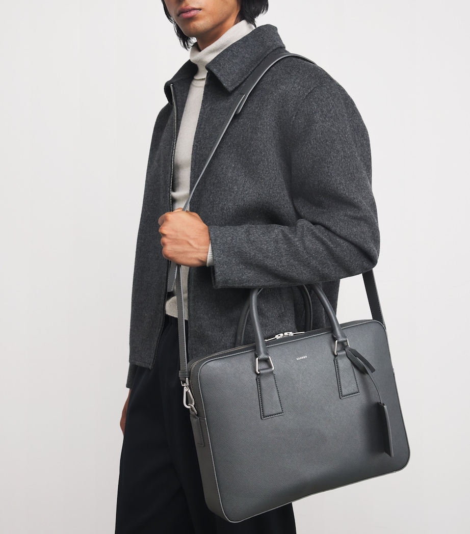 Leather Slim Briefcase STEEL Image 2