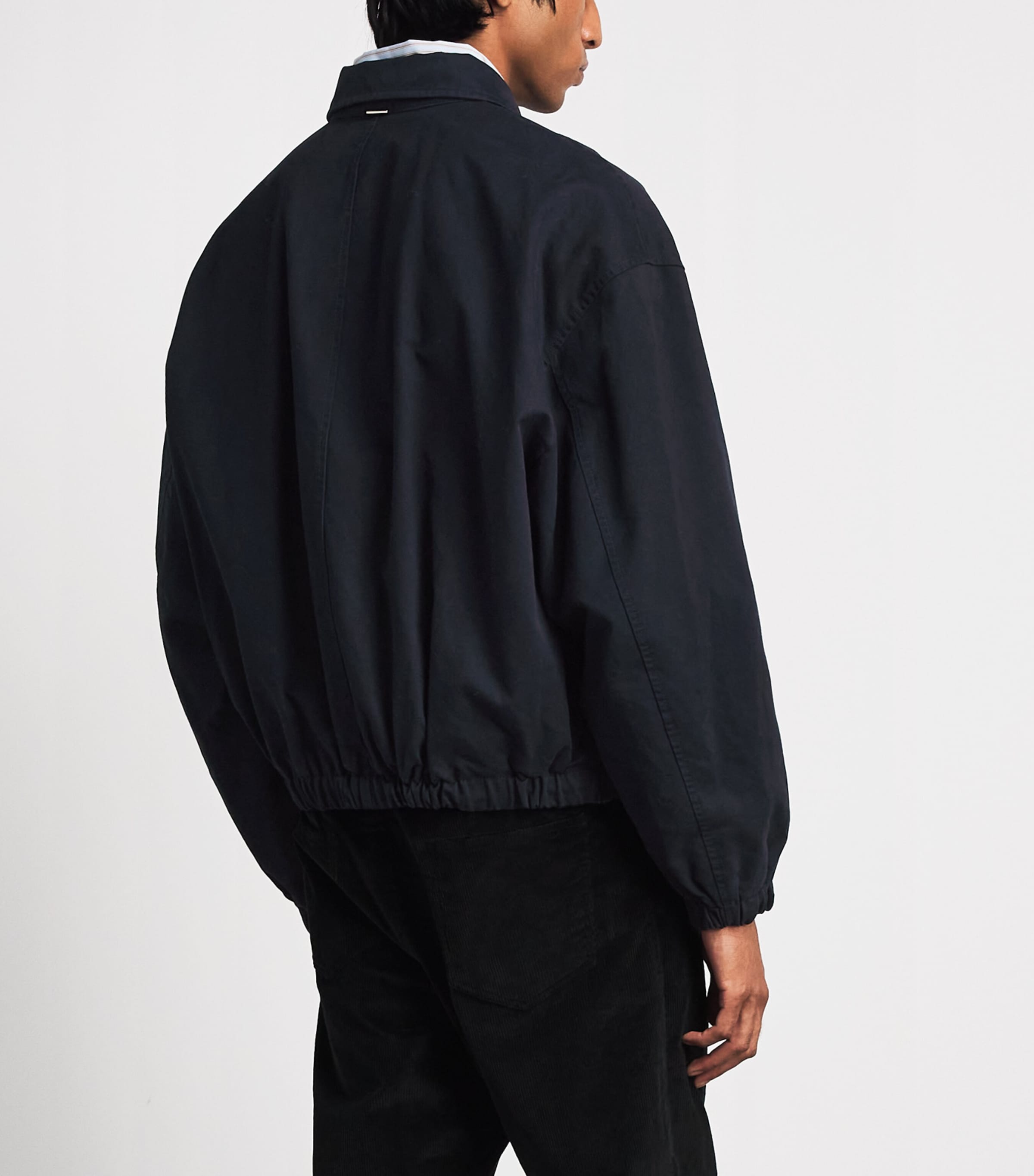 System Mens Cotton Check-Lining Bomber Jacket Indigo Image 5