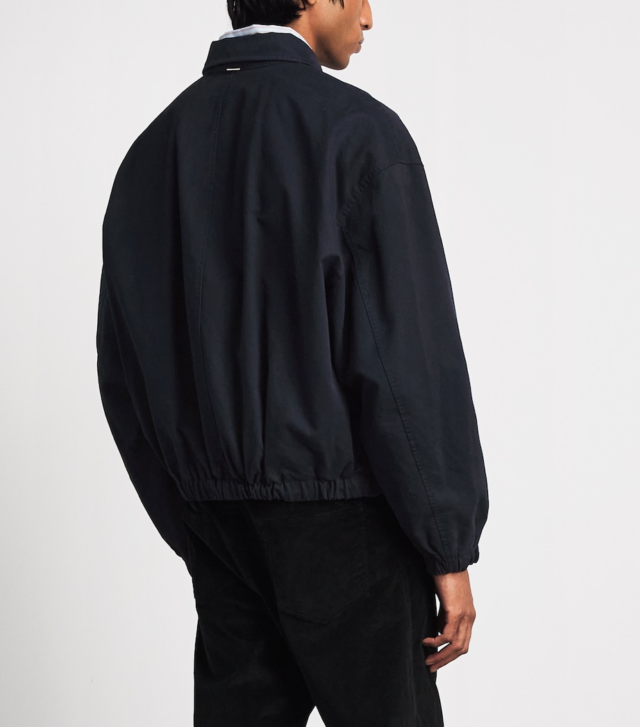 System Mens Cotton Check-Lining Bomber Jacket Indigo Image 5