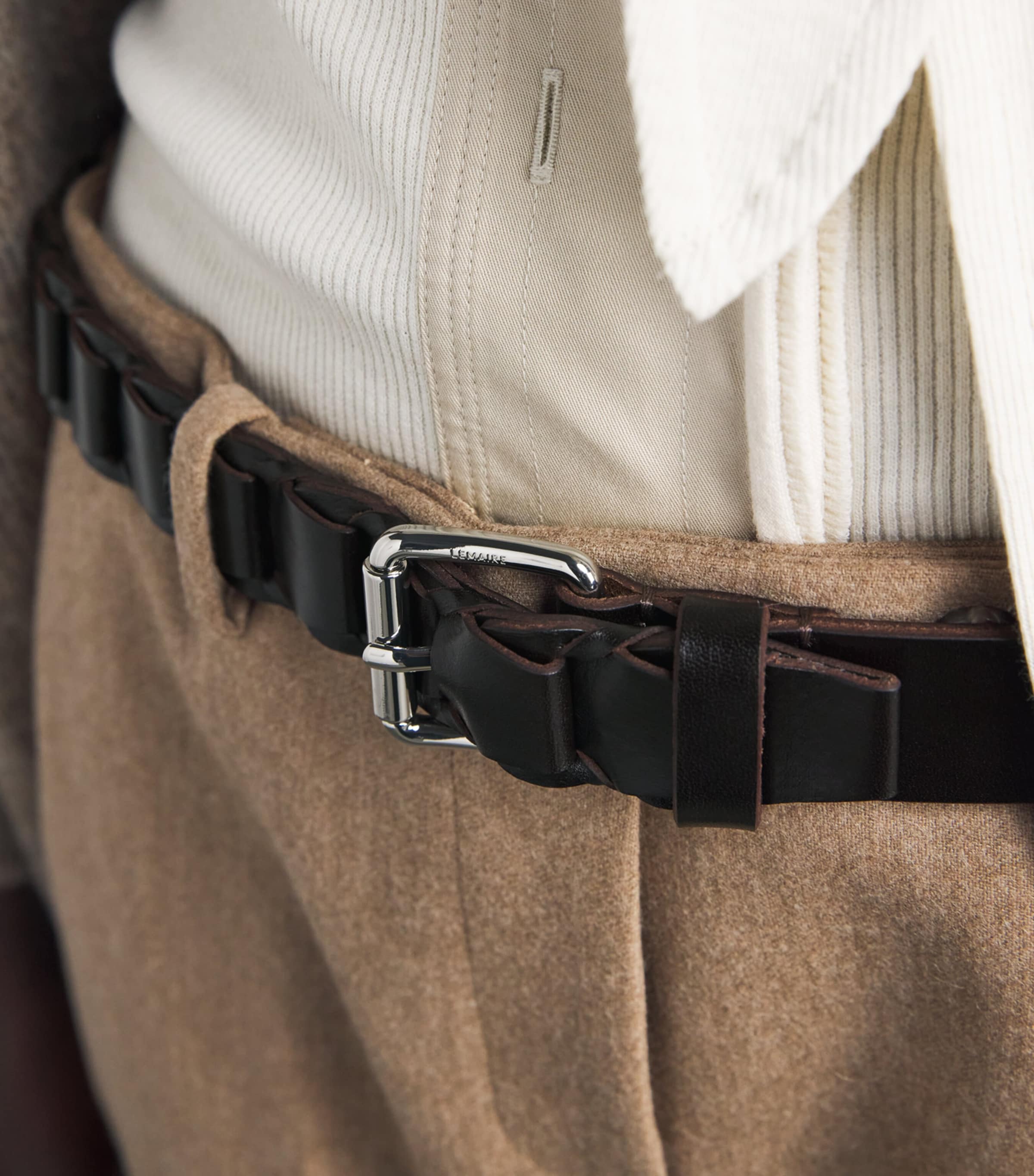 Lemaire Leather Link Belt Dark Brown Image 2