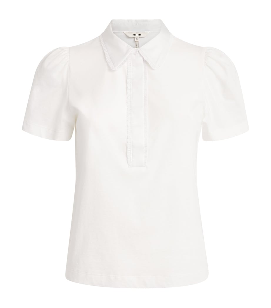 ME+EM Womens Frill-Trim Layering Shirt Fresh White Image 1