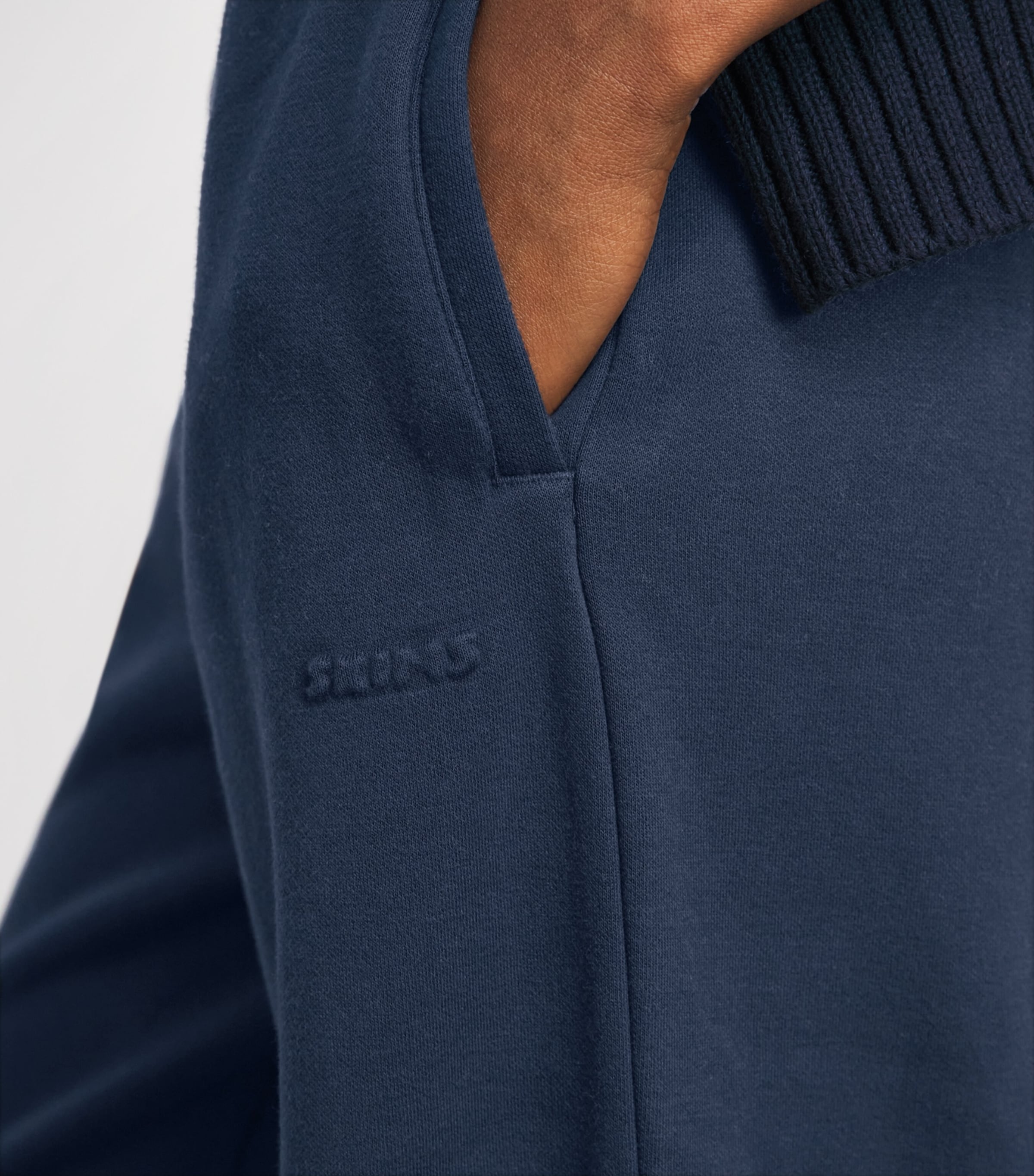Skims Womens Cotton-Blend Fleece Straight Sweatpants Navy Image 3