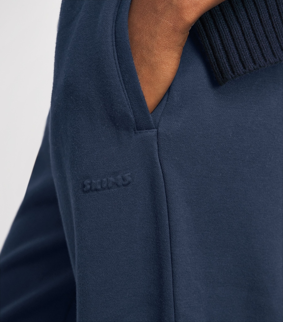 Skims Womens Cotton-Blend Fleece Straight Sweatpants Navy Image 3