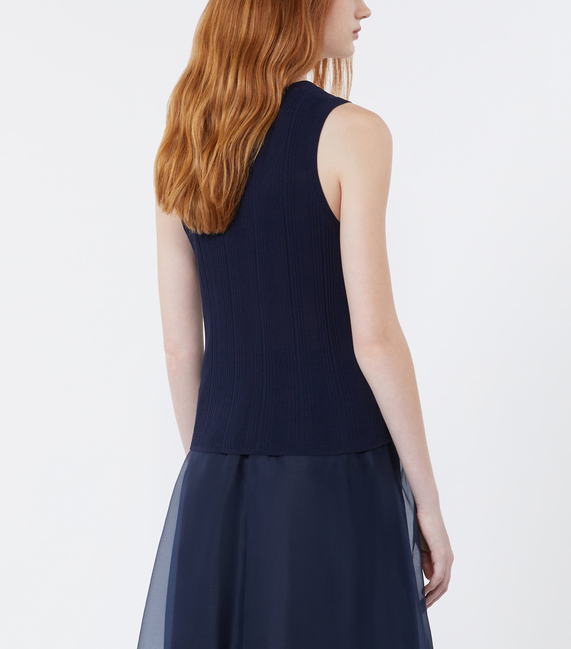 Weekend Max Mara Womens Rib-Knit Tank Top Navy Image 4