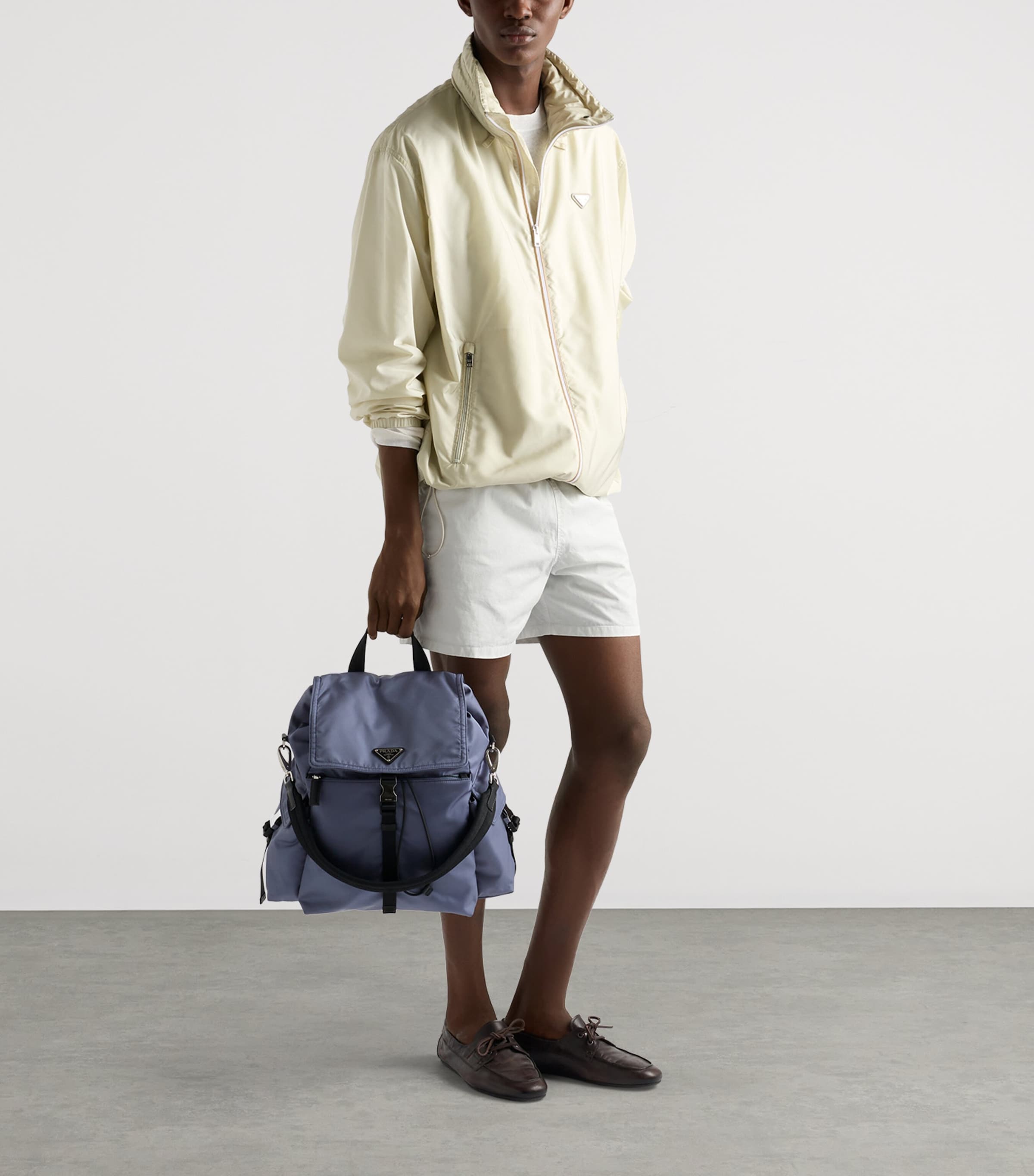 Prada Large Re-Nylon-Leather Explore Backpack Blue Image 2