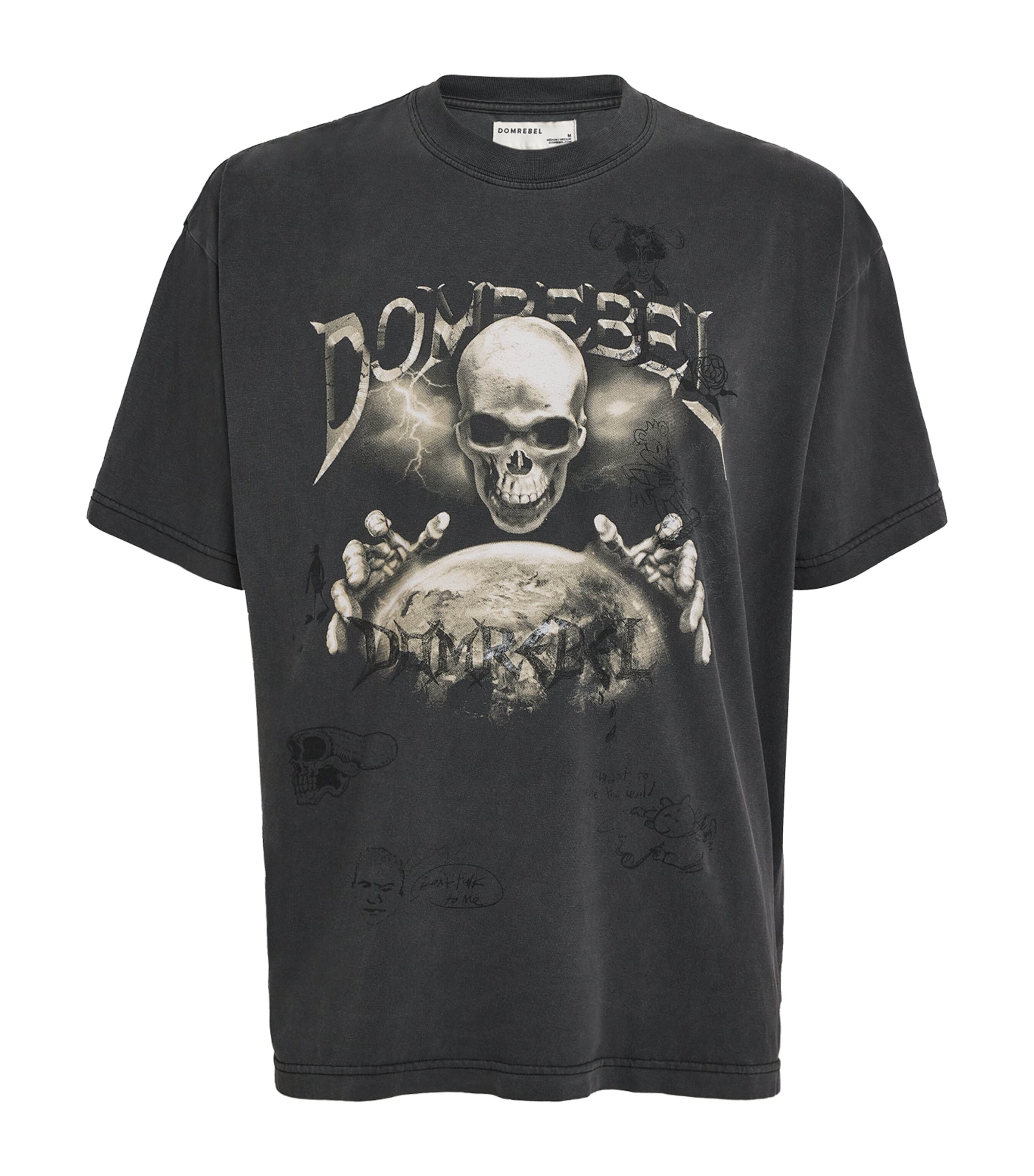 Domrebel Cotton Skeleton Graphic Doomer T-shirt In Gray