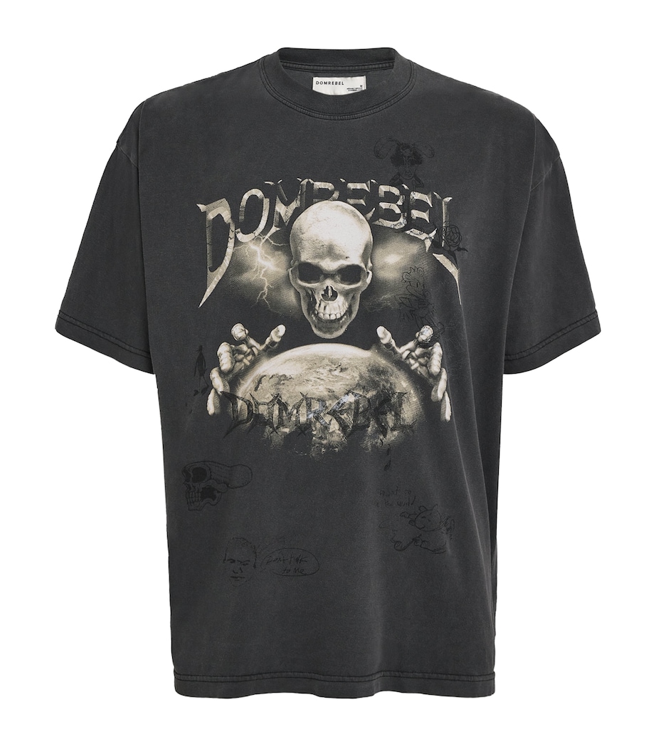 Cotton Skeleton Graphic Doomer T-Shirt OLD BLACK Image 1