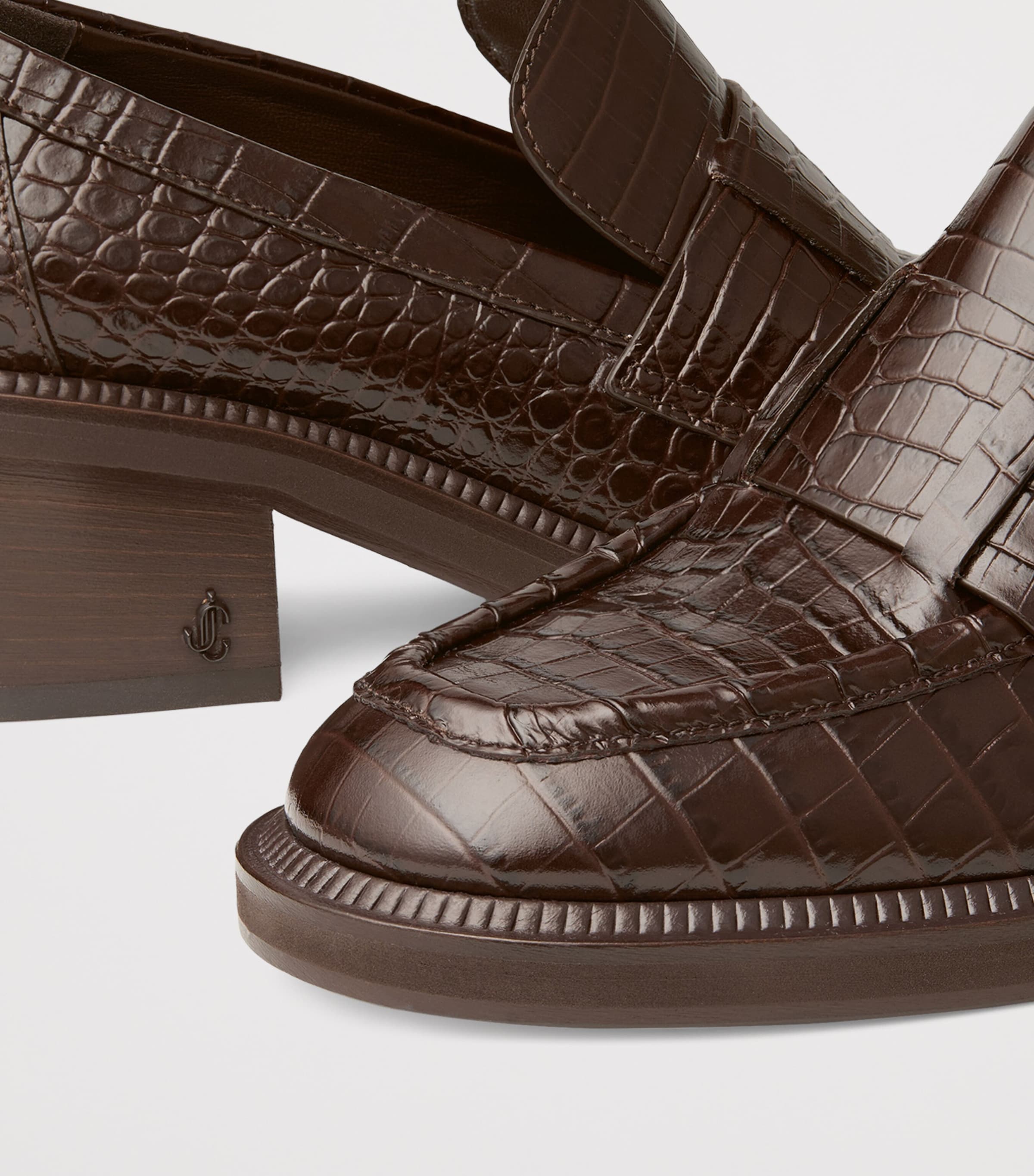 Tylor 60 Leather Heeled Loafers CHOCOLATE Image 3