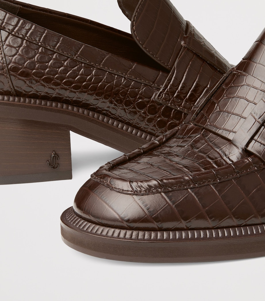 Tylor 60 Leather Heeled Loafers CHOCOLATE Image 3