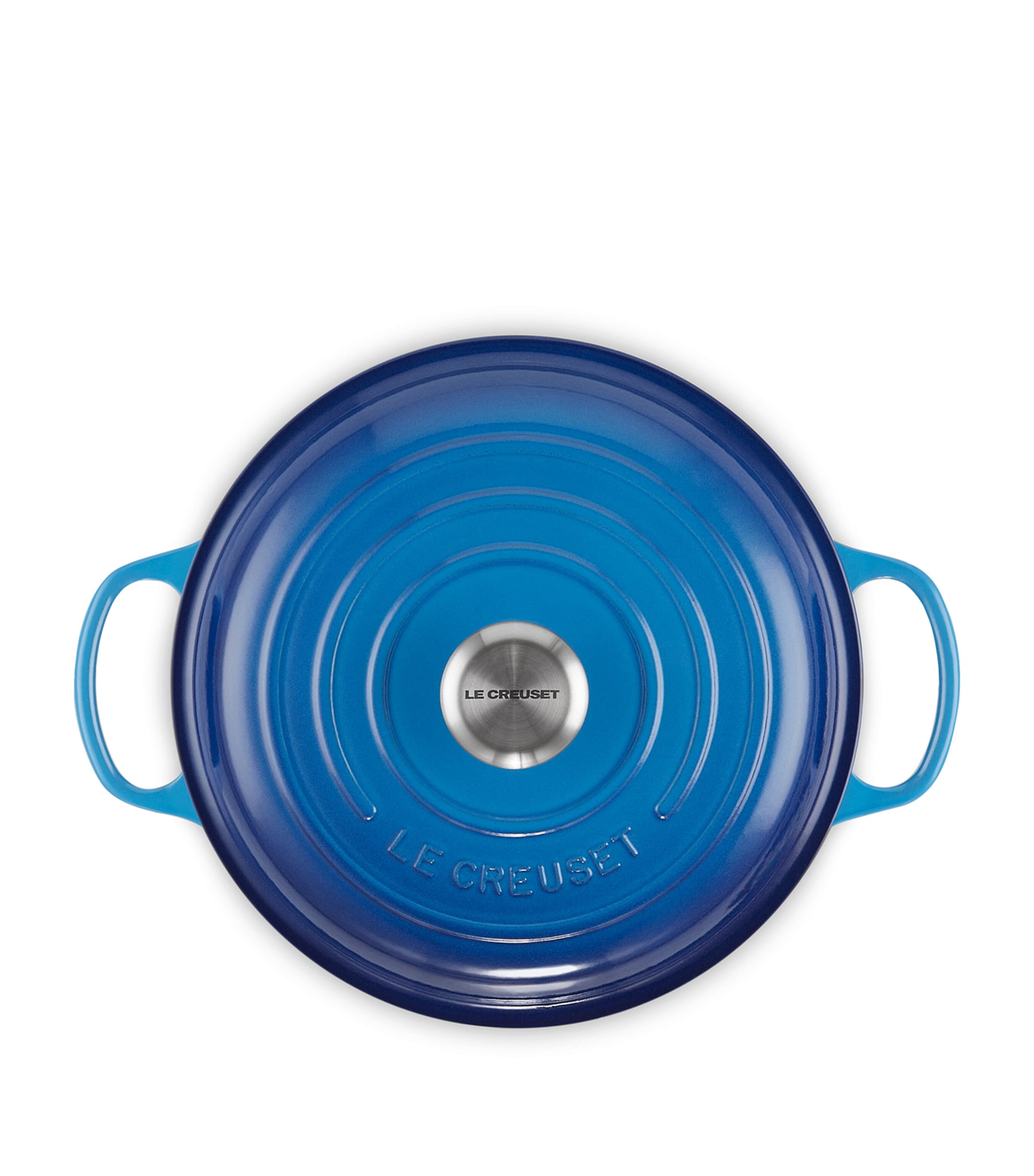 Le Creuset Cast Iron Shallow Round Casserole Dish (26cm) Azure Blue Image 3