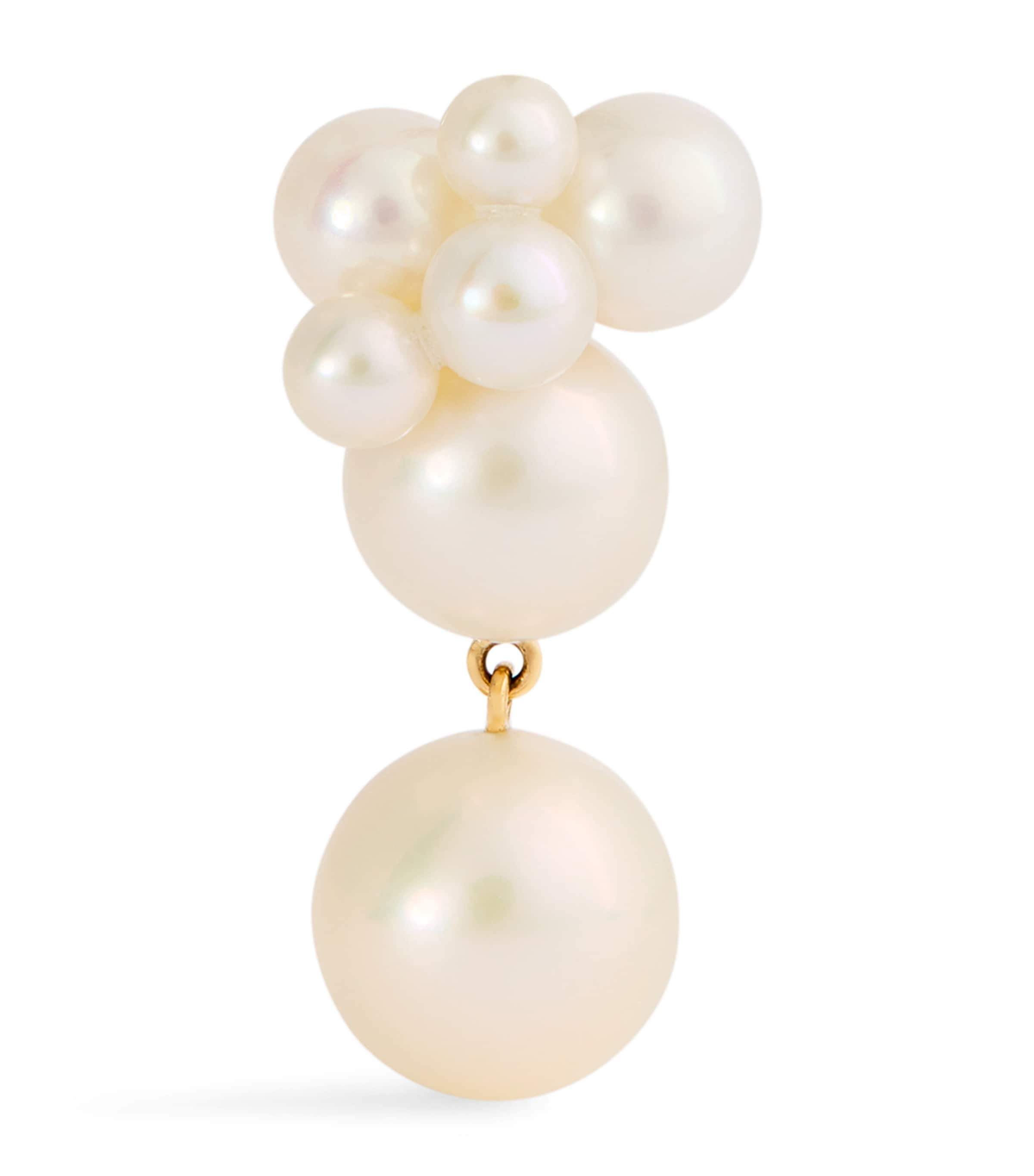 Sophie Bille Brahe Yellow Gold And Pearl Bisou Perle Single Earring In Neutral