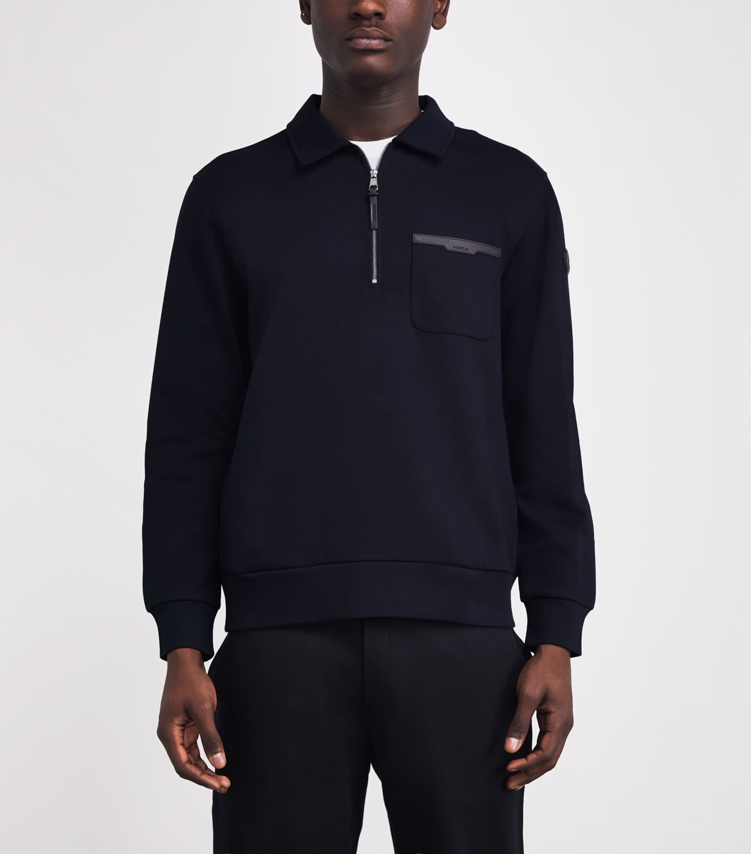 Cotton-Blend Jersey Half-Zip Sweater 779 Image 3