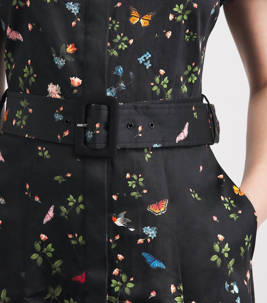 Alice+Olivia Womens Cotton-Blend Floral Henrietta Midi Dress Strngth Blck Image 3