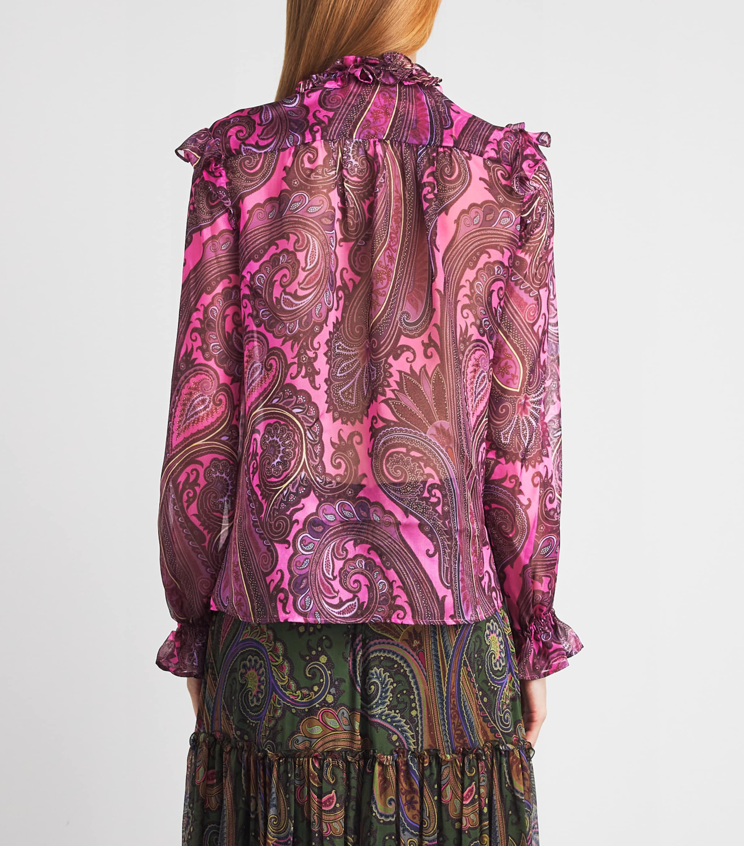 Etro Womens Silk Paisley Blouse Print/pink Bs Image 5