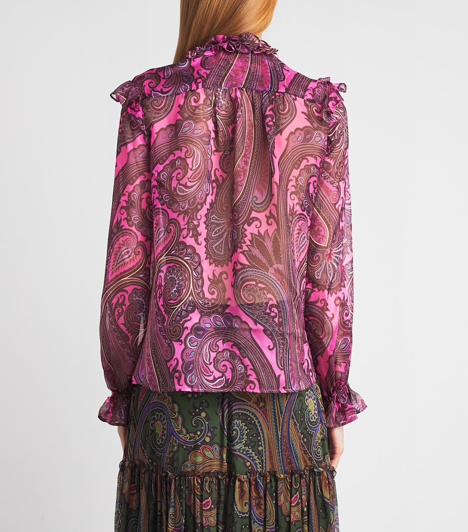 Etro Womens Silk Paisley Blouse Print/pink Bs Image 5