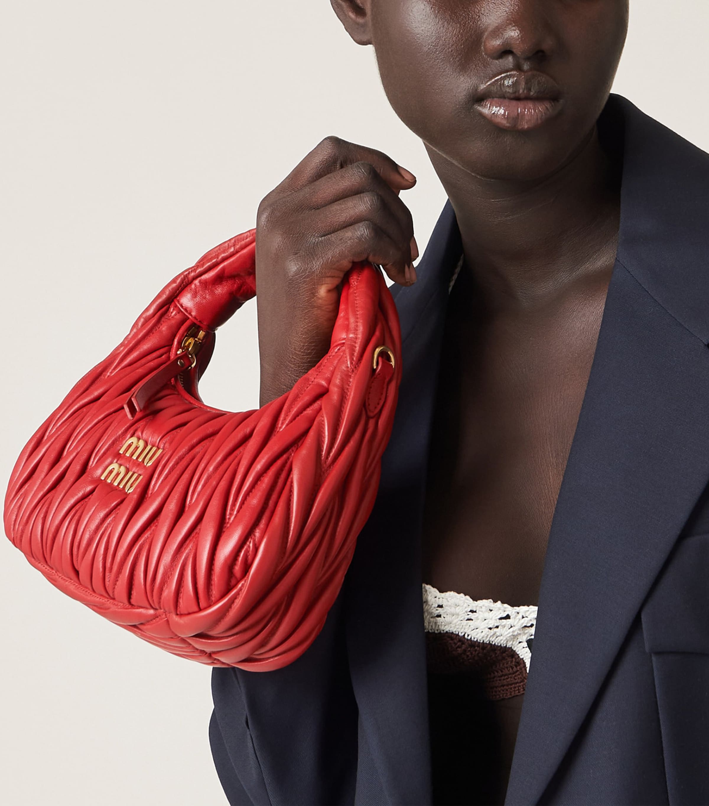 Miu Miu Matelassé Leather Wander Top-Handle Bag Red Image 2