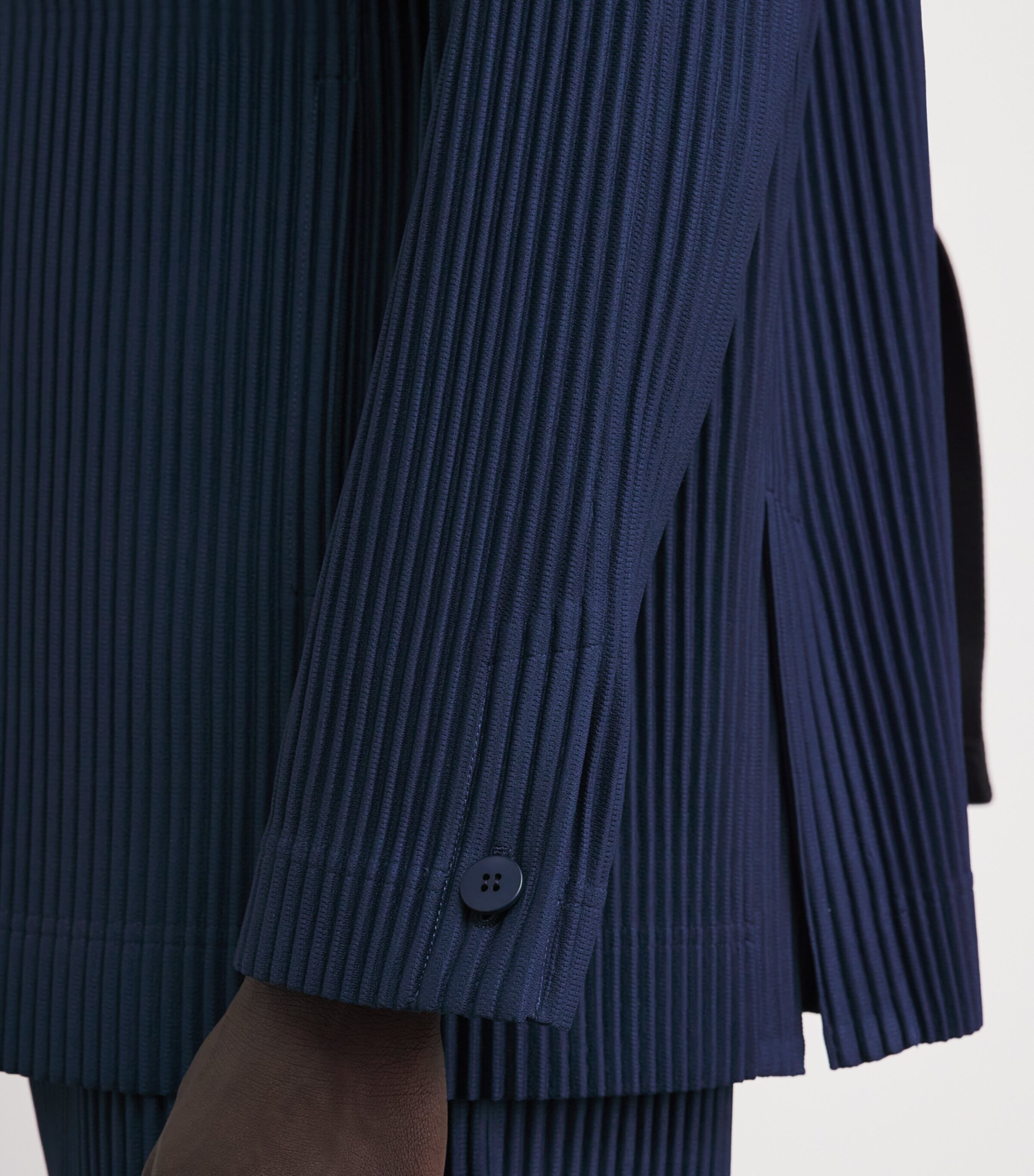 Homme Plissé Issey Miyake Navy Pleated Double-Breasted Blazer