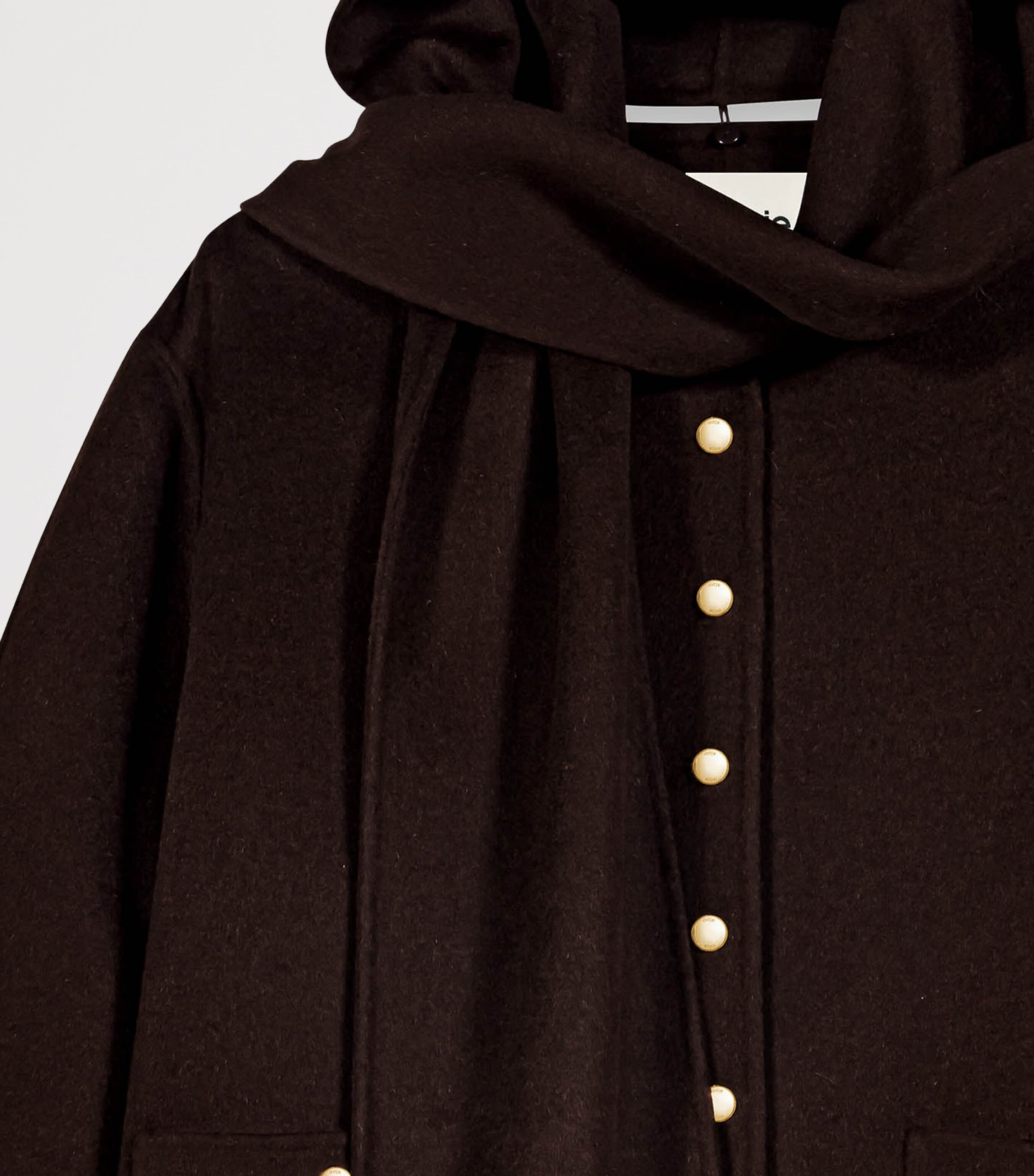 Maje Womens Wool-Blend Coat Dark Brown Image 10