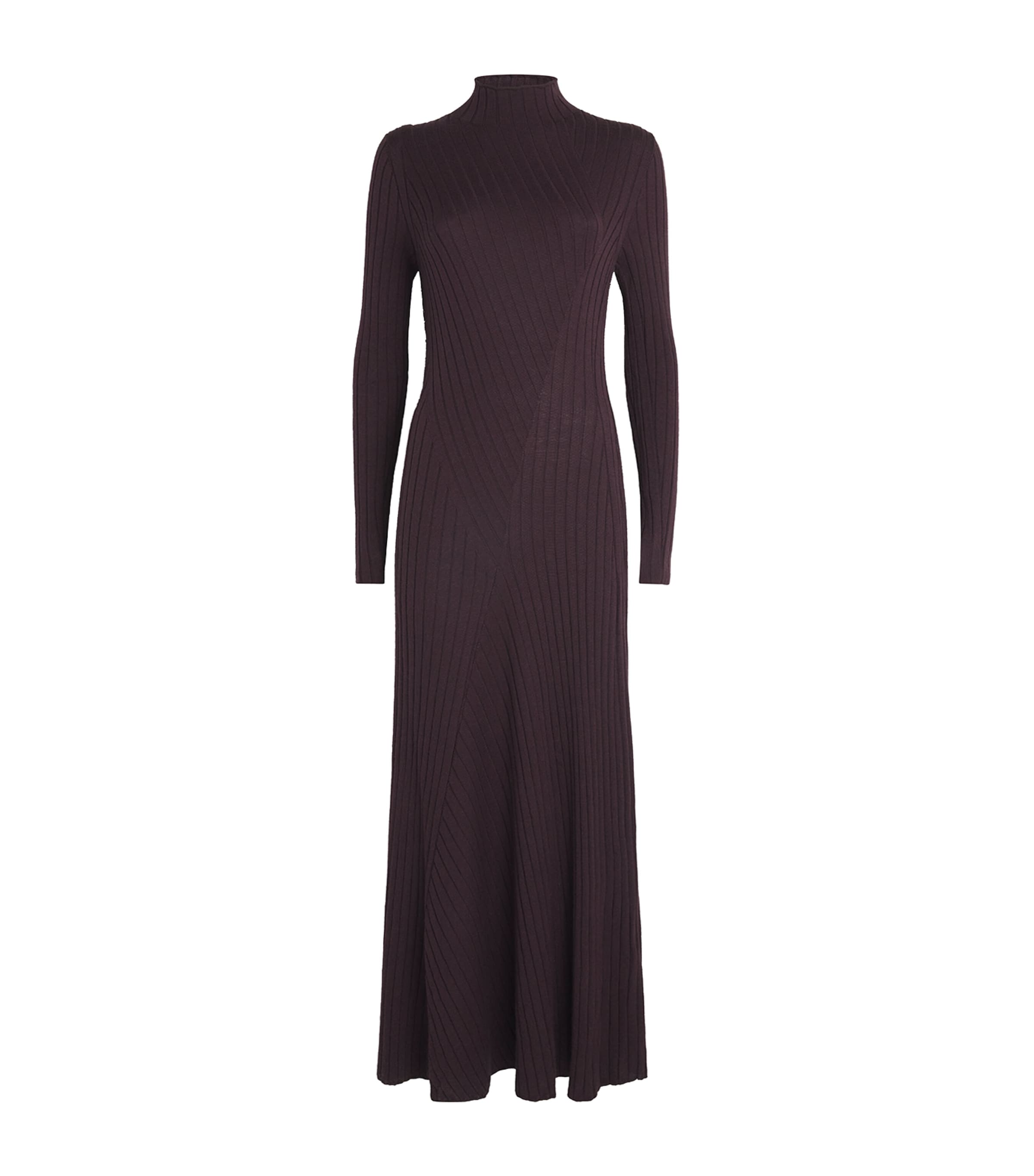 Eleventy Wool-silk Rib-knit Maxi Dress In Brown